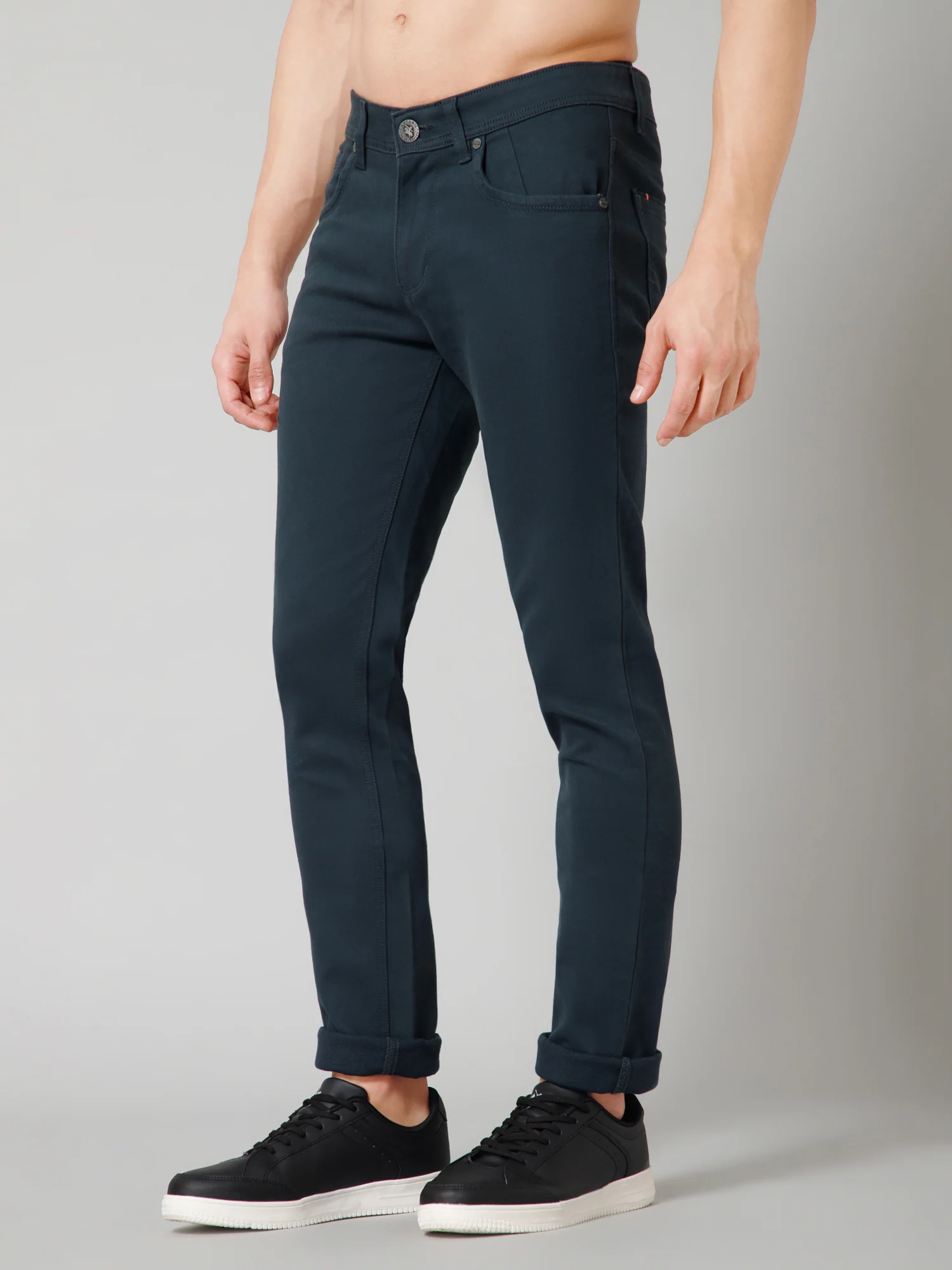 Men's Casual Flat front Teal  Trousers - Image 2