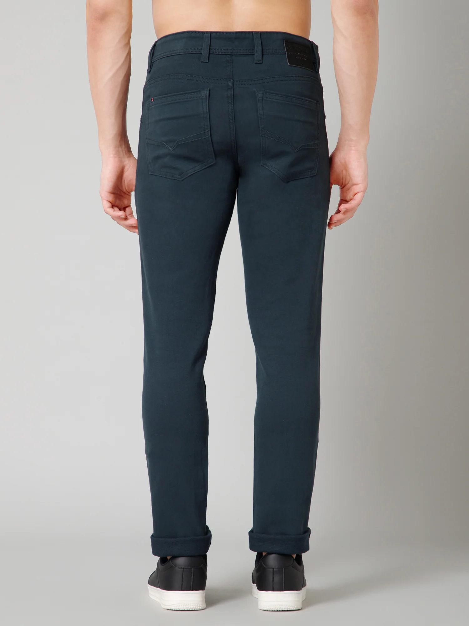 Men's Casual Flat front Teal  Trousers - Image 4