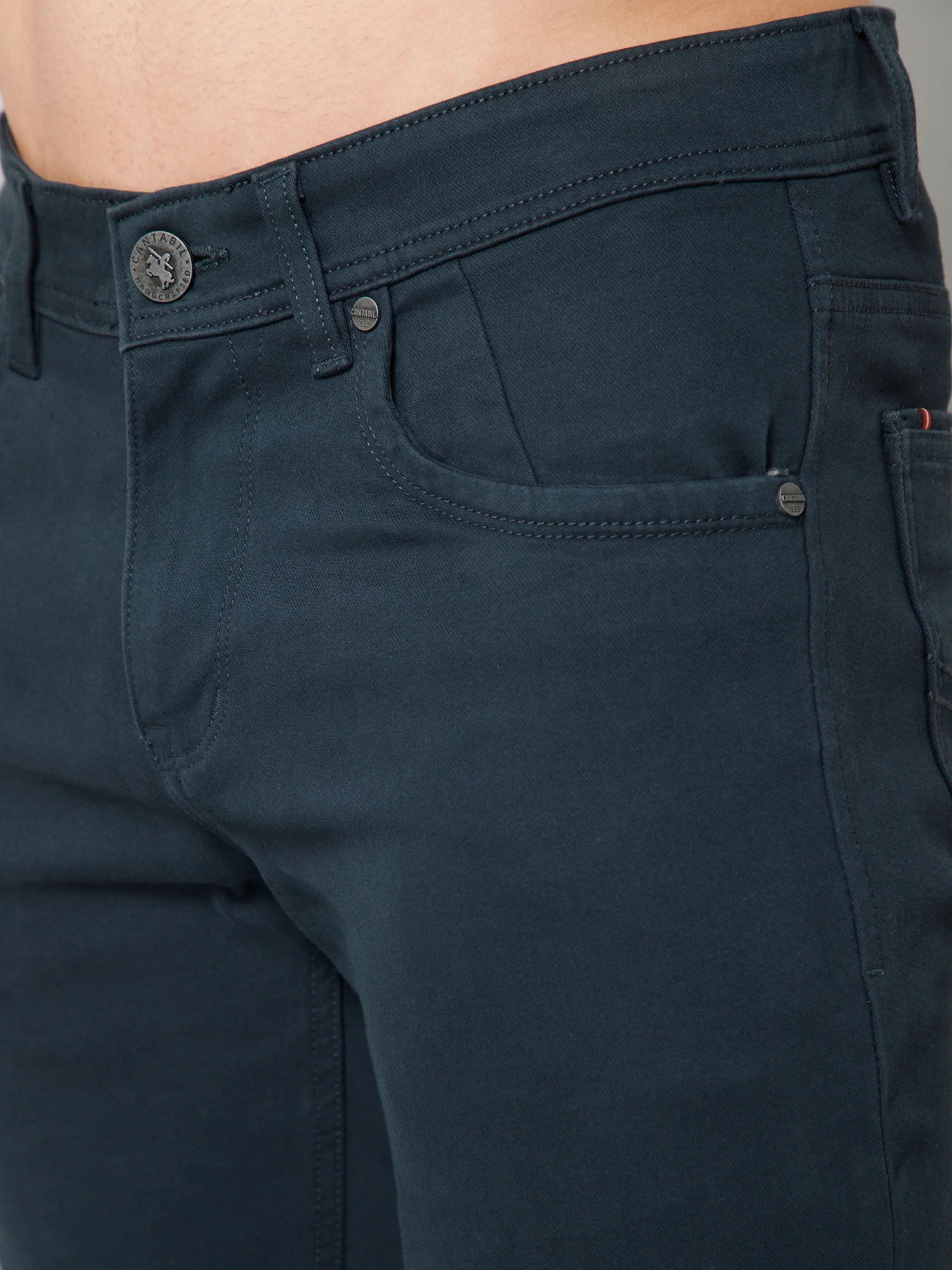 Men's Casual Flat front Teal  Trousers - Image 6