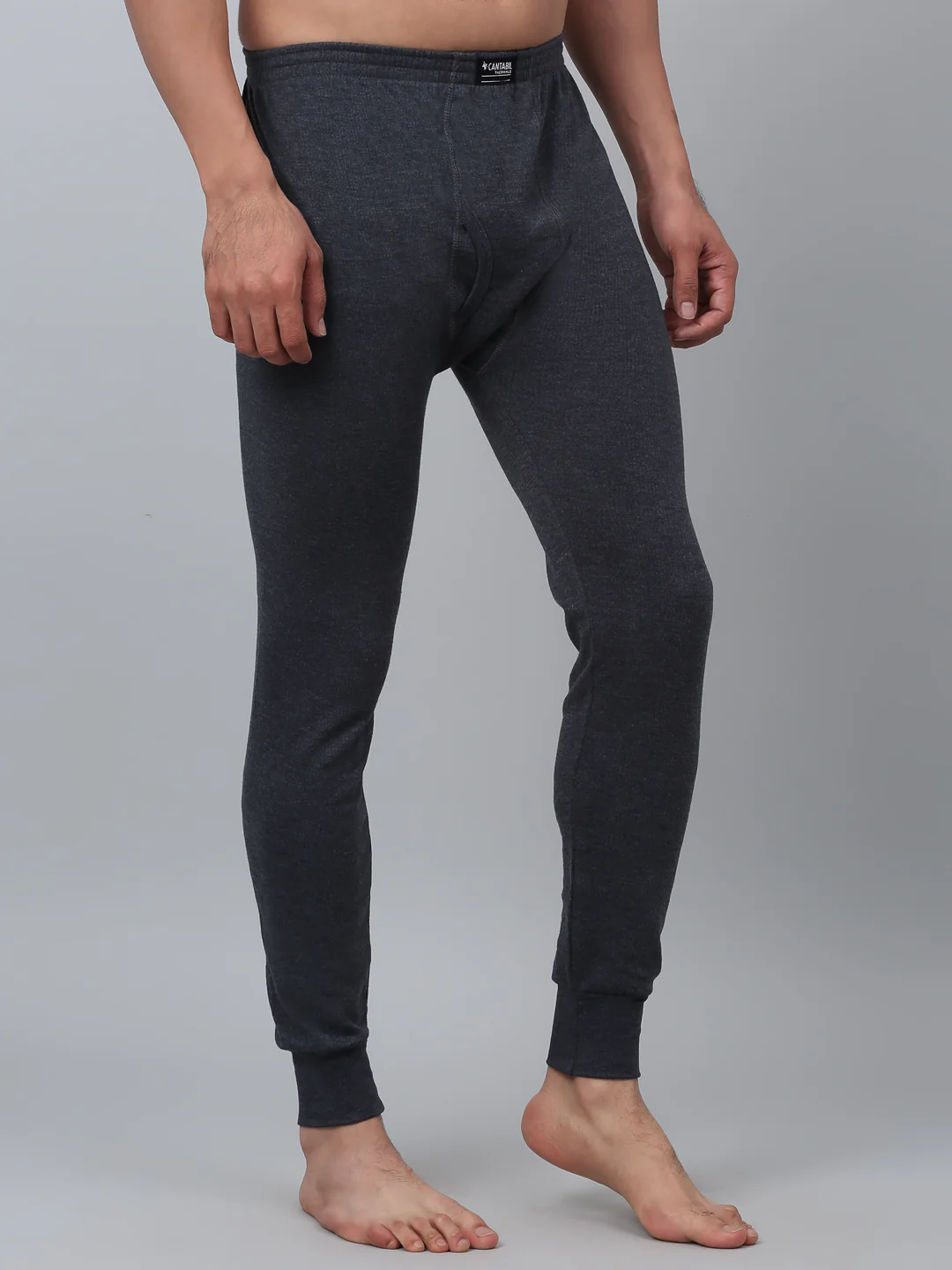Solid Non Pleated Regular Fit Mid Rise Grey Thermal Trouser For Men - Image 3