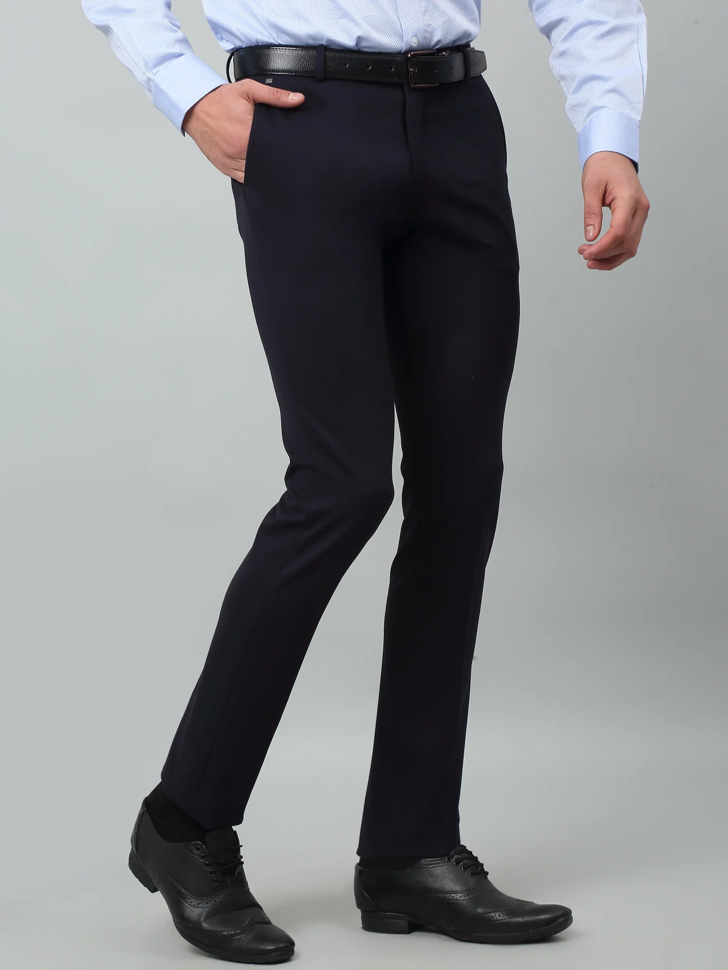 Formal Trouser for Men | Breathable & Soft with Color Fastness Regular Fit Terry Rayon Fabric Solid Pattern Hook & Eye Closure - Image 2