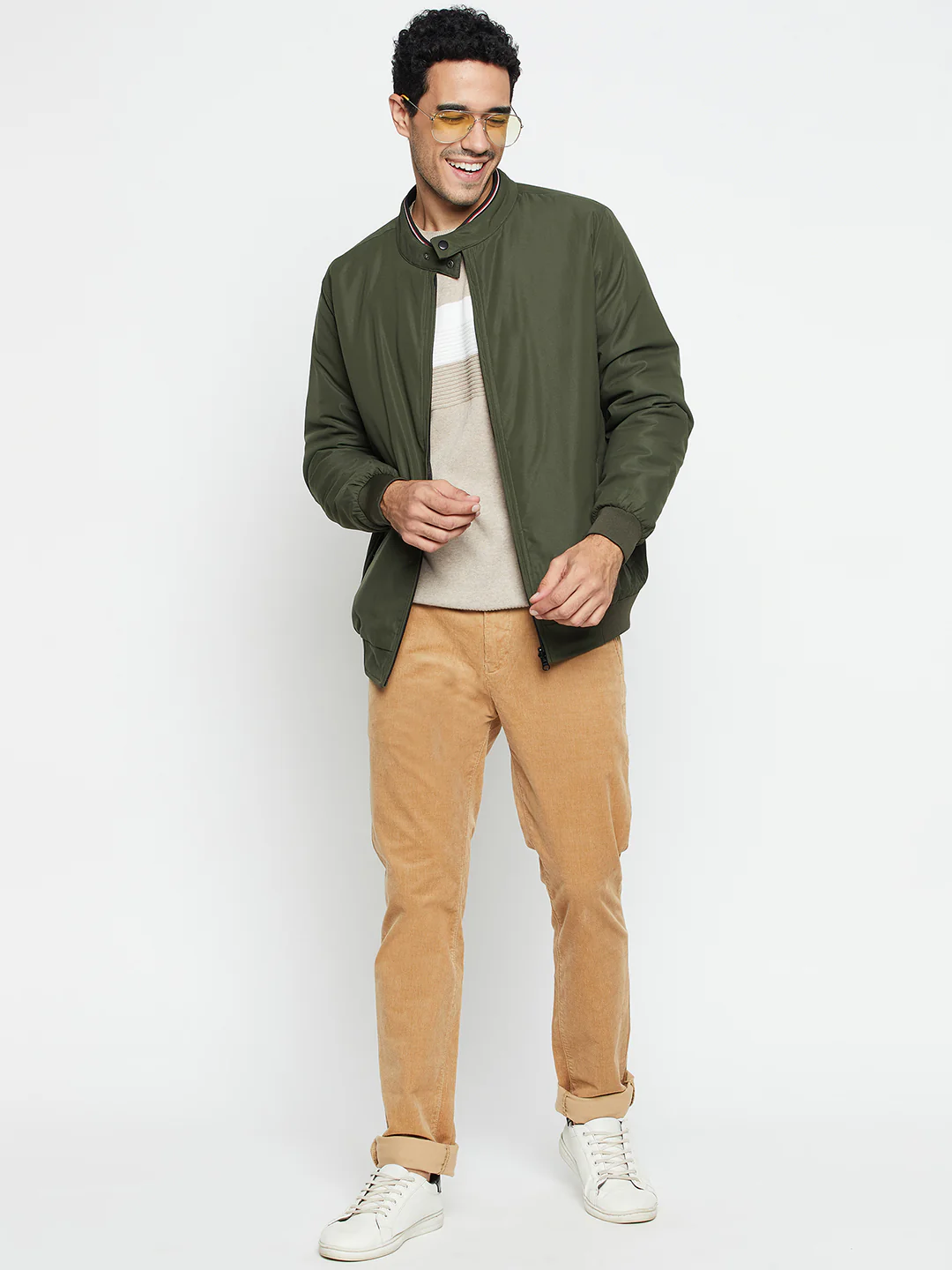 Solid Olive Full Sleeves Mock Collar Regular Fit Reversible Casual Jacket for Men - Image 2