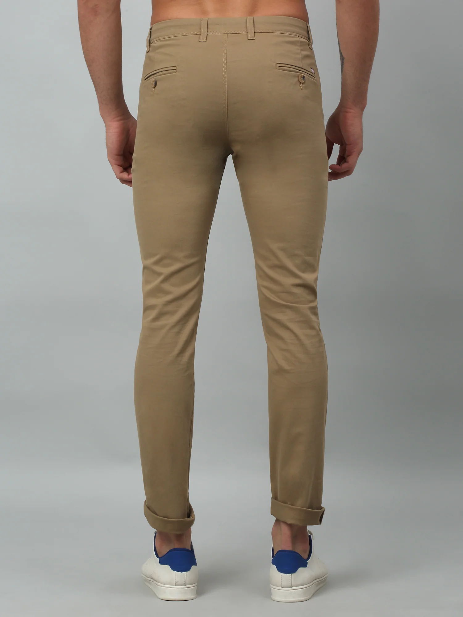 Men's Casual Flat front Khaki  Trousers - Image 4