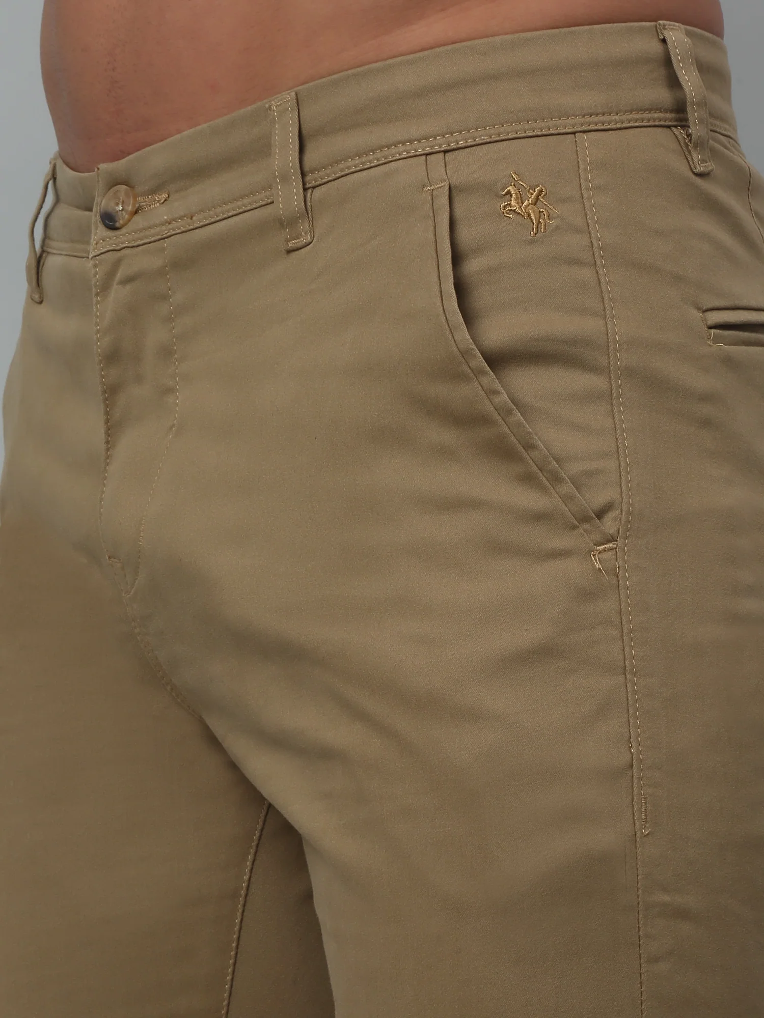 Men's Casual Flat front Khaki  Trousers - Image 5