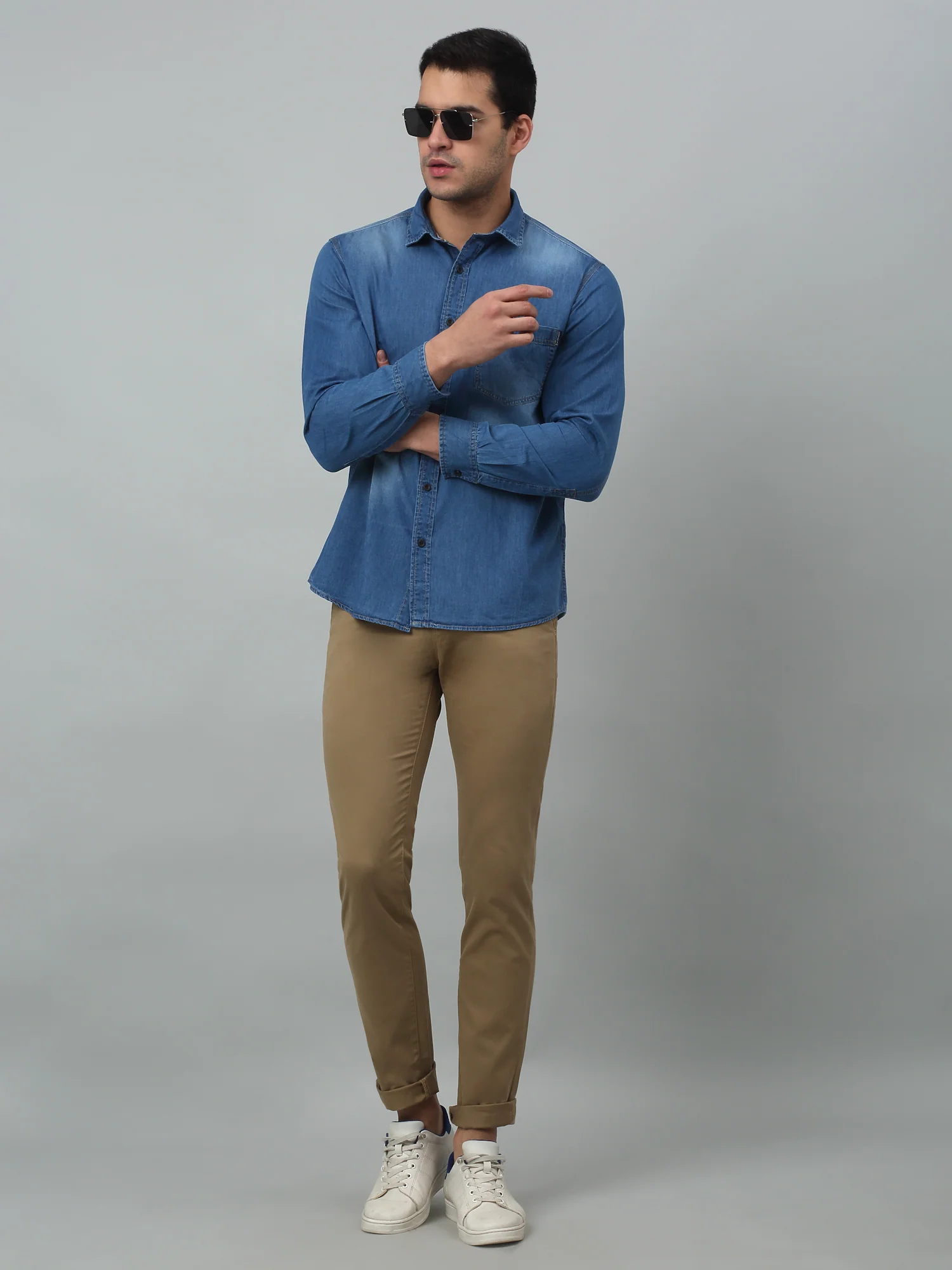 Men's Casual Flat front Khaki  Trousers - Image 6