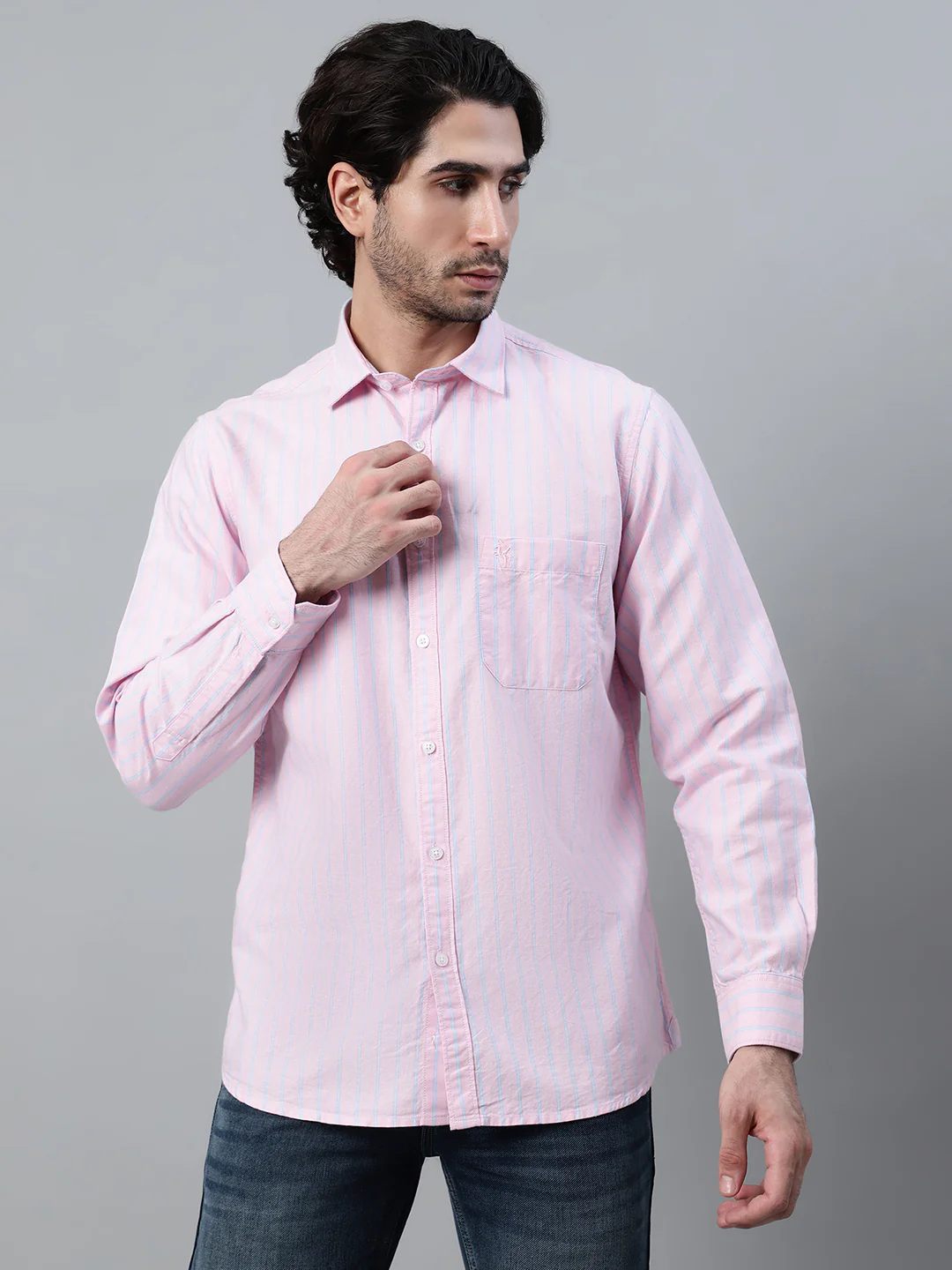 Casual Shirt for Men | Breathable & Soft with Color Fastness Regular Fit Spread Collar Neck Cotton Fabric Striped Pattern