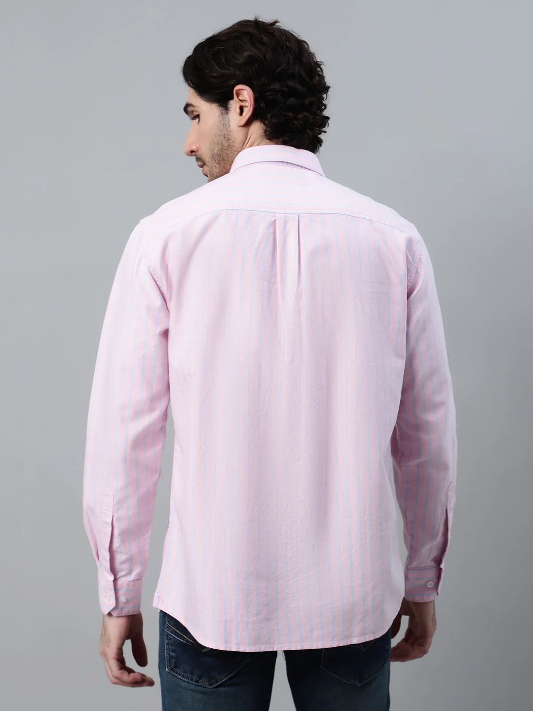 Casual Shirt for Men | Breathable & Soft with Color Fastness Regular Fit Spread Collar Neck Cotton Fabric Striped Pattern - Image 2