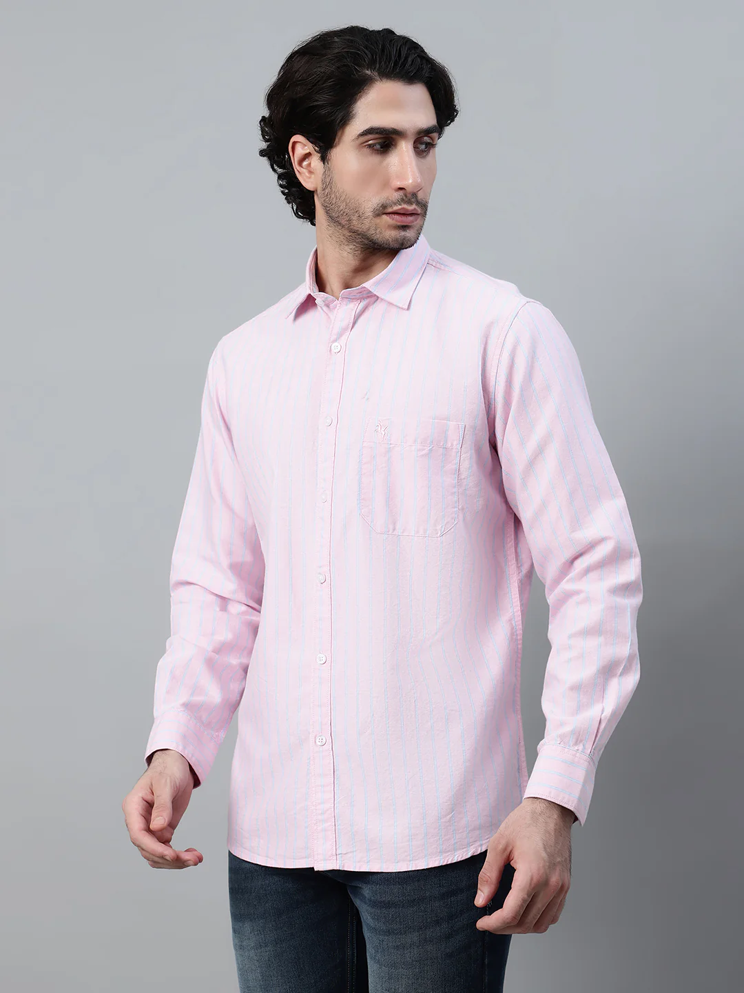 Casual Shirt for Men | Breathable & Soft with Color Fastness Regular Fit Spread Collar Neck Cotton Fabric Striped Pattern - Image 3