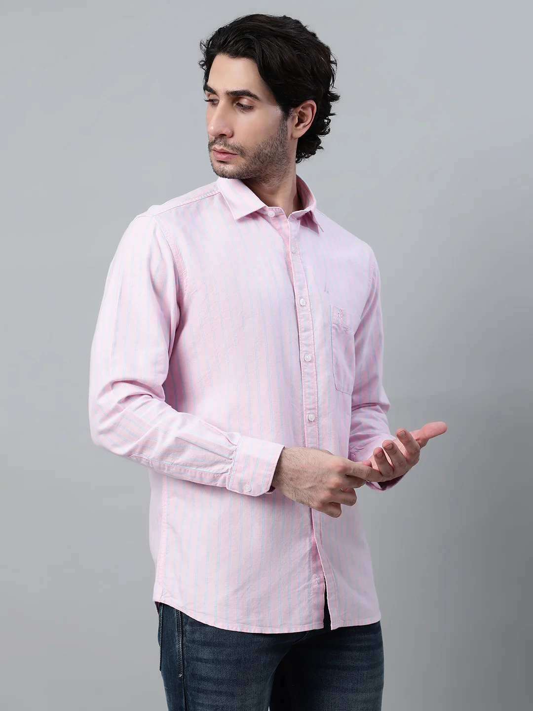 Casual Shirt for Men | Breathable & Soft with Color Fastness Regular Fit Spread Collar Neck Cotton Fabric Striped Pattern - Image 4