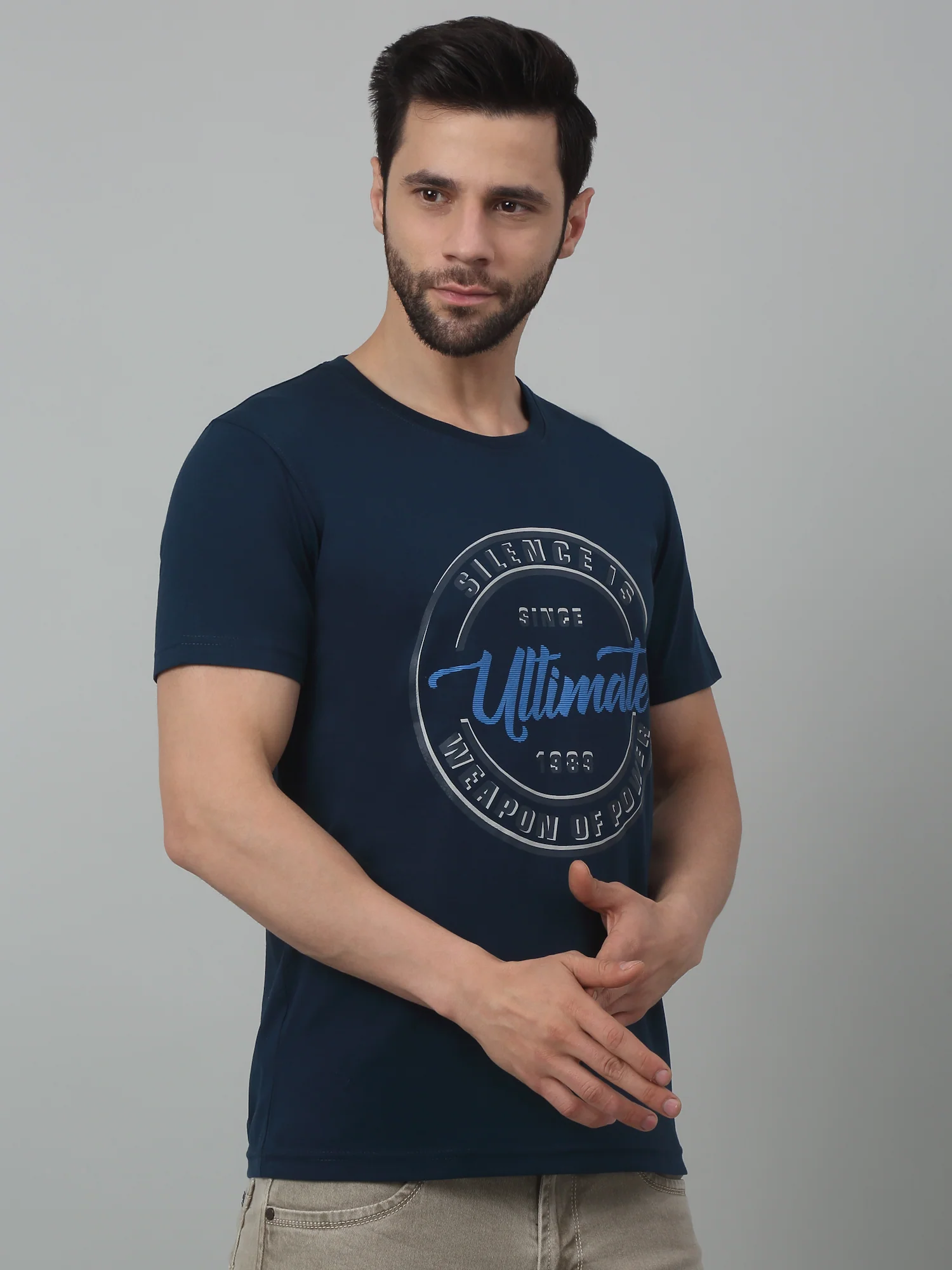 T-Shirt for Men | Breathable & Soft with Color Fastness Regular Fit Round Neck Poly Cotton Fabric Printed Pattern - Image 3