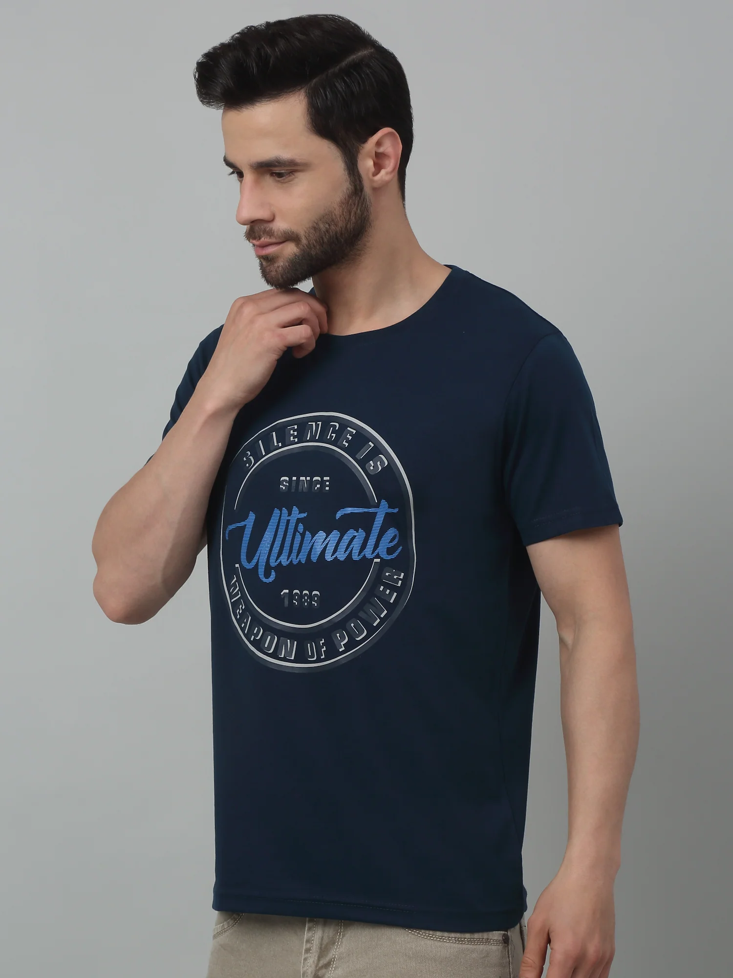 T-Shirt for Men | Breathable & Soft with Color Fastness Regular Fit Round Neck Poly Cotton Fabric Printed Pattern - Image 4