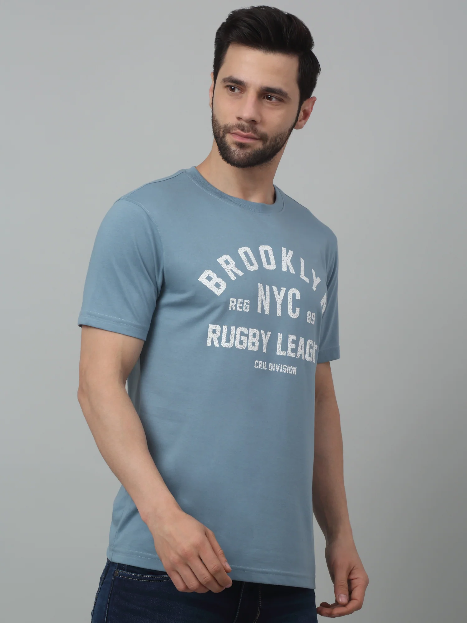 T-Shirt for Men | Breathable & Soft with Color Fastness Regular Fit Round Neck Poly Cotton Fabric Printed Pattern - Image 3