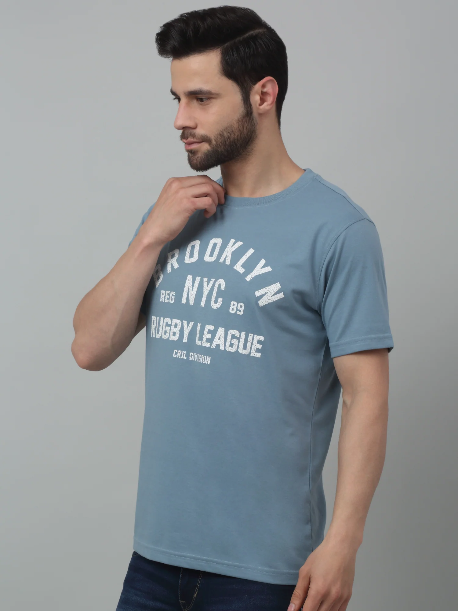 T-Shirt for Men | Breathable & Soft with Color Fastness Regular Fit Round Neck Poly Cotton Fabric Printed Pattern - Image 4