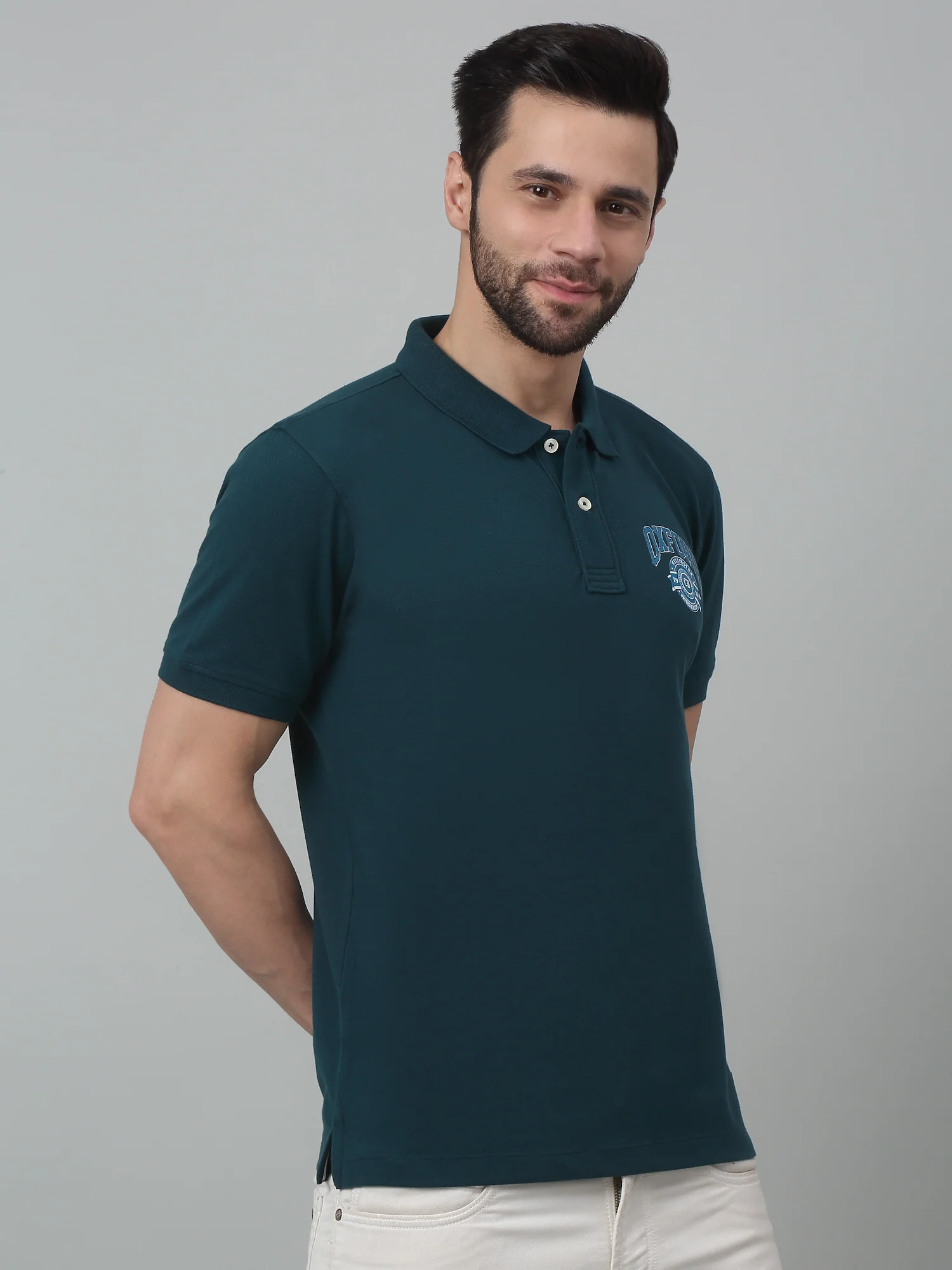 T-Shirt for Men | Breathable & Soft with Color Fastness Regular Fit Polo Neck Poly Cotton Fabric Solid Pattern - Image 3