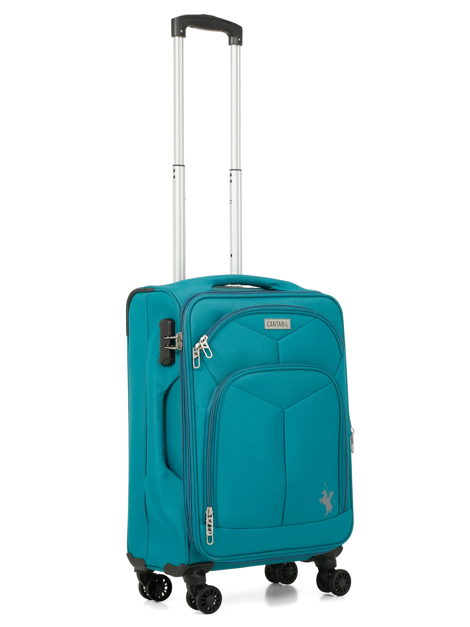 Unisex Teal Fashion Soft Luggage Trolley Bag - Image 4