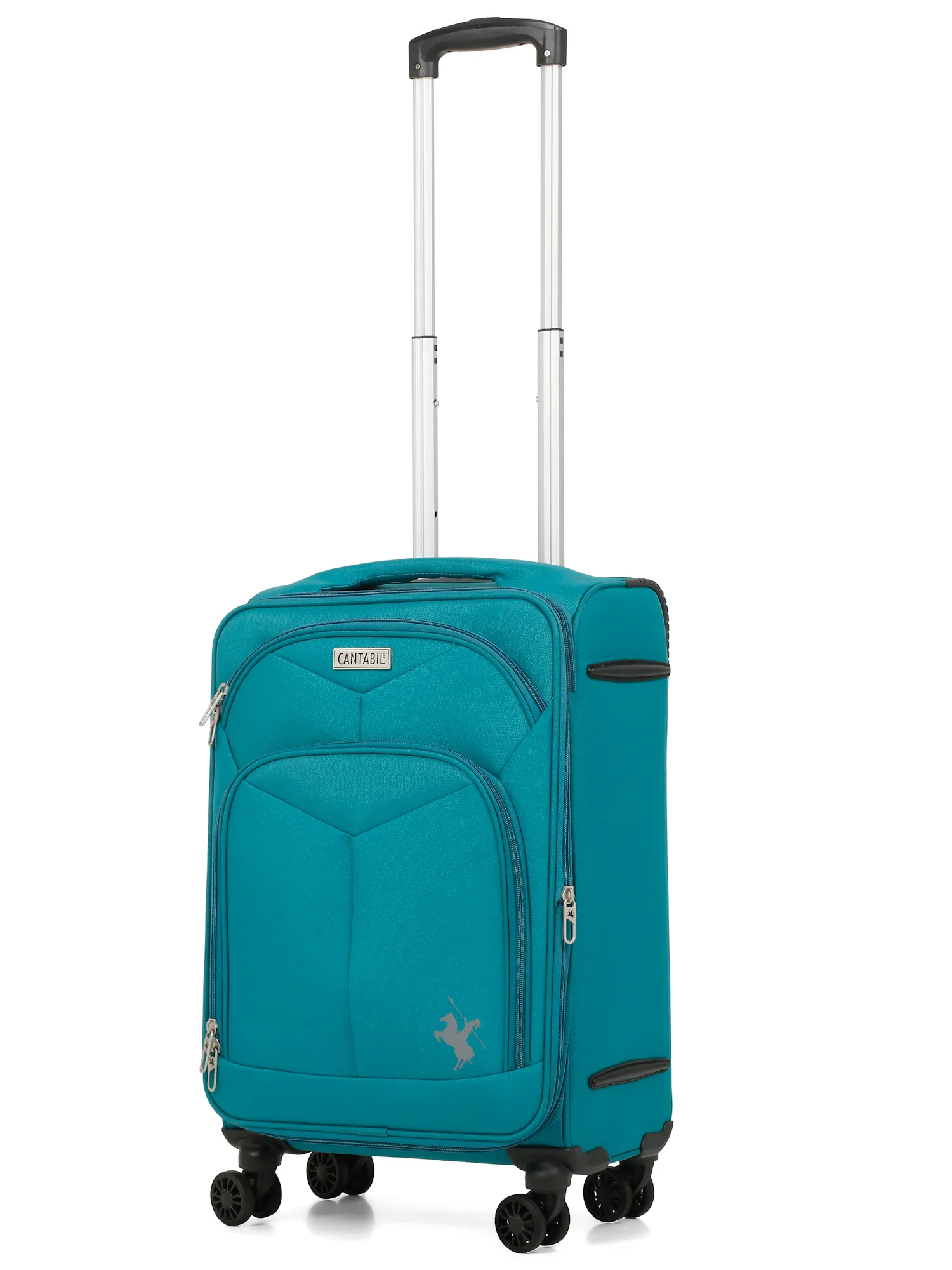 Unisex Teal Fashion Soft Luggage Trolley Bag - Image 5