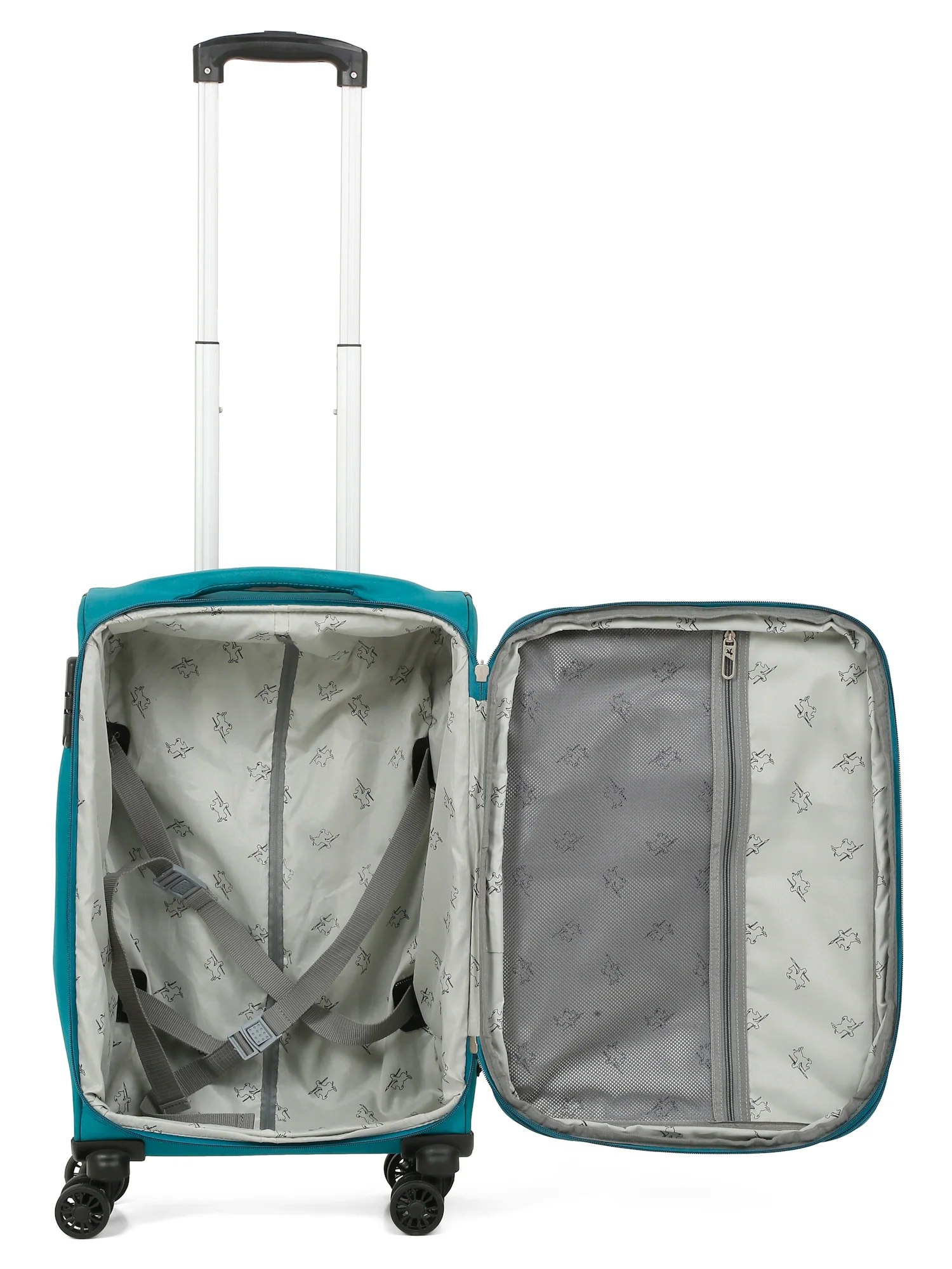 Unisex Teal Fashion Soft Luggage Trolley Bag - Image 8