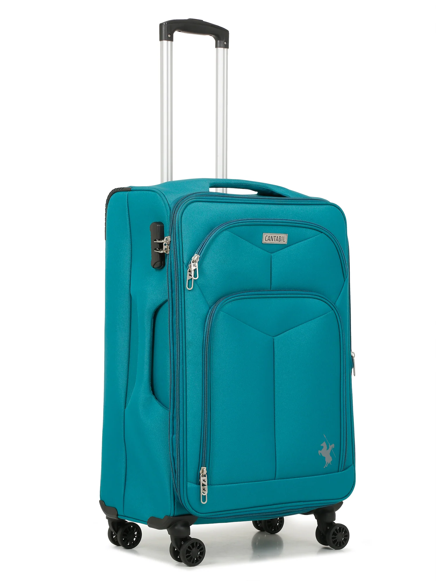 Unisex Teal Fashion Soft Luggage Trolley Bag - Image 3