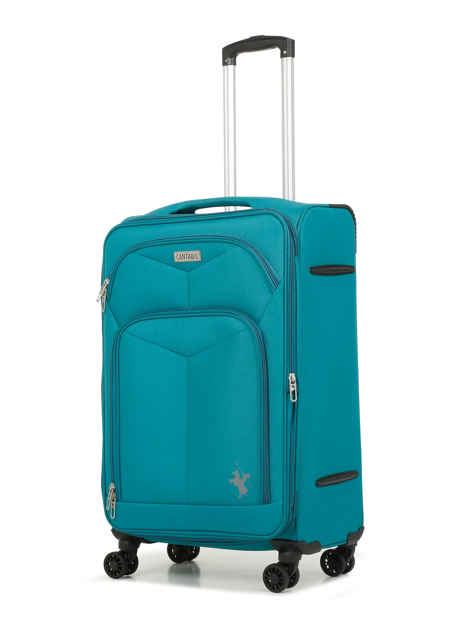 Unisex Teal Fashion Soft Luggage Trolley Bag - Image 4