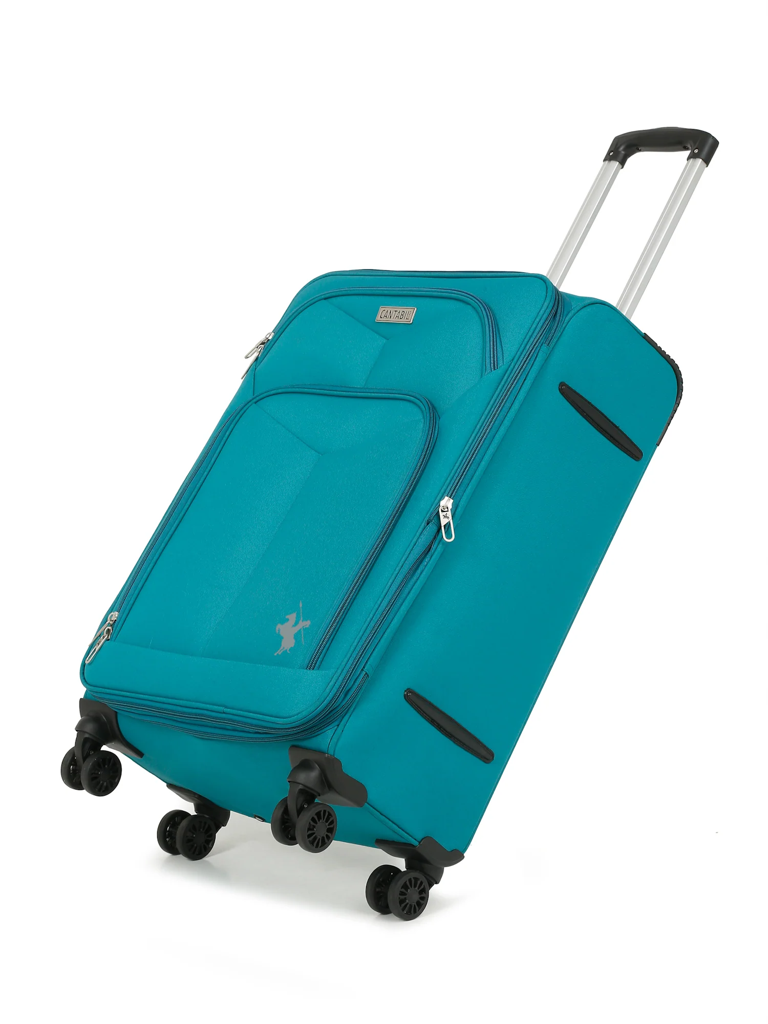Unisex Teal Fashion Soft Luggage Trolley Bag - Image 6