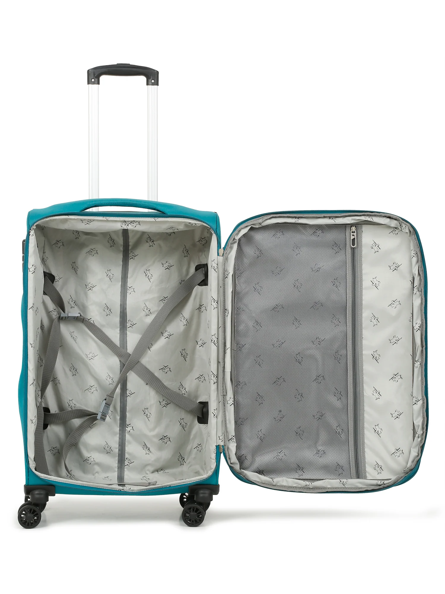 Unisex Teal Fashion Soft Luggage Trolley Bag - Image 7