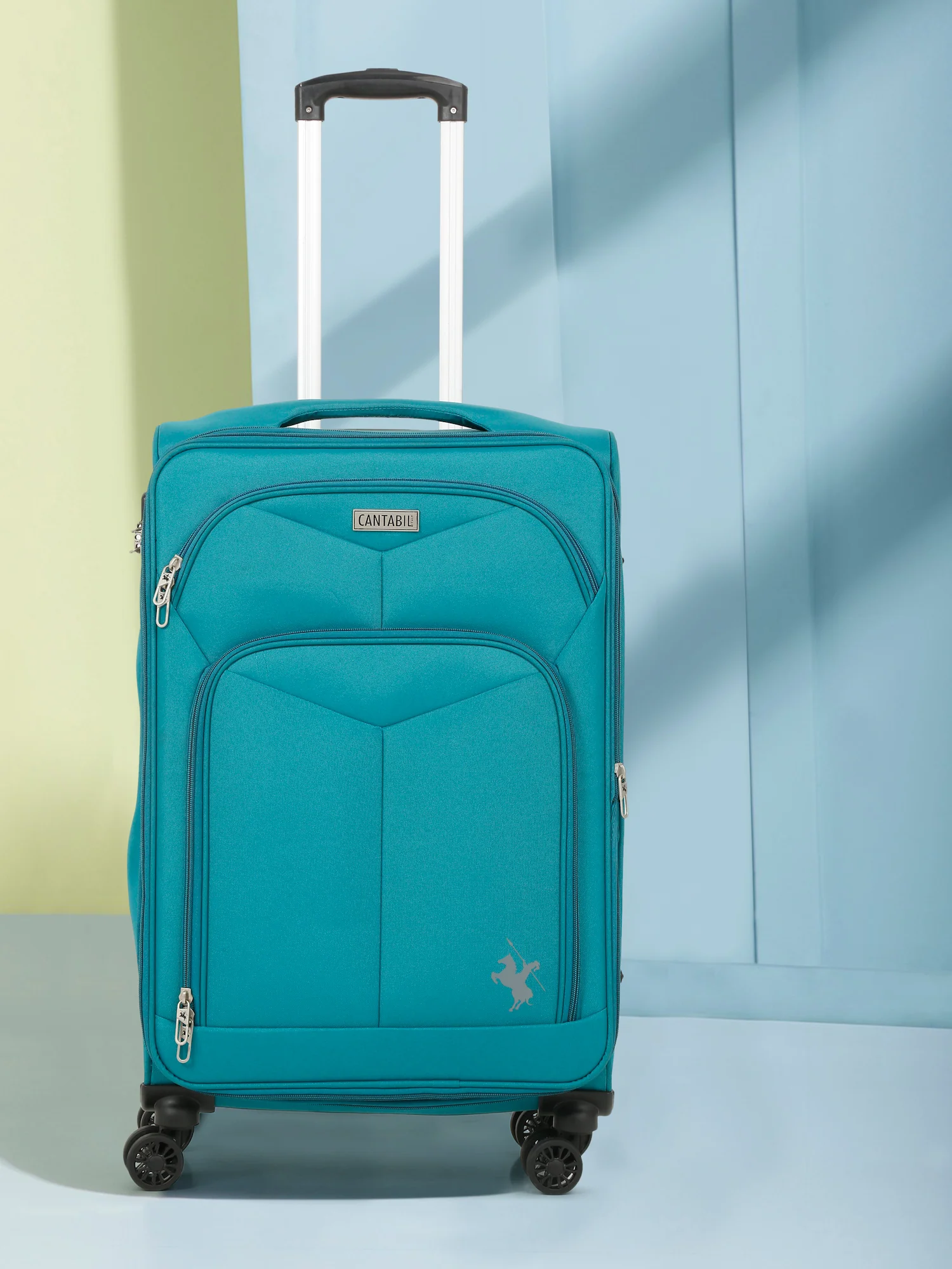 Unisex Teal Fashion Soft Luggage Trolley Bag - Image 8