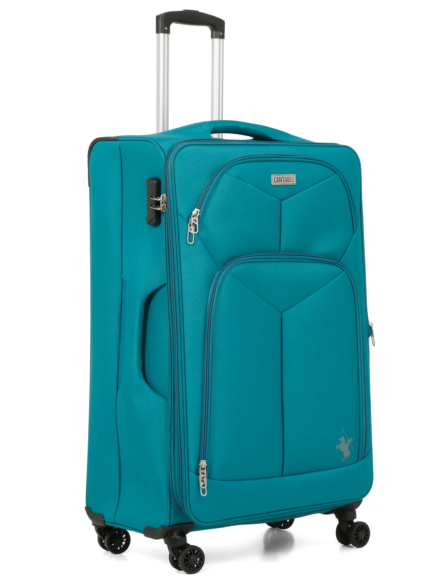 Unisex Teal Fashion Soft Luggage Trolley Bag - Image 2