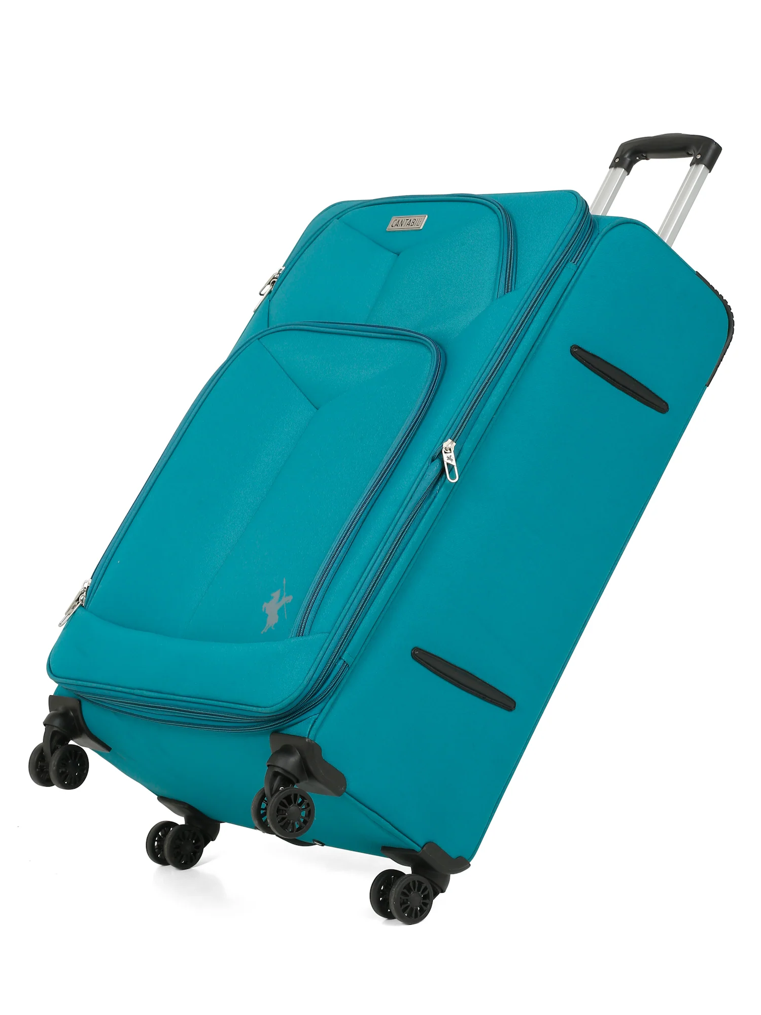 Unisex Teal Fashion Soft Luggage Trolley Bag - Image 5