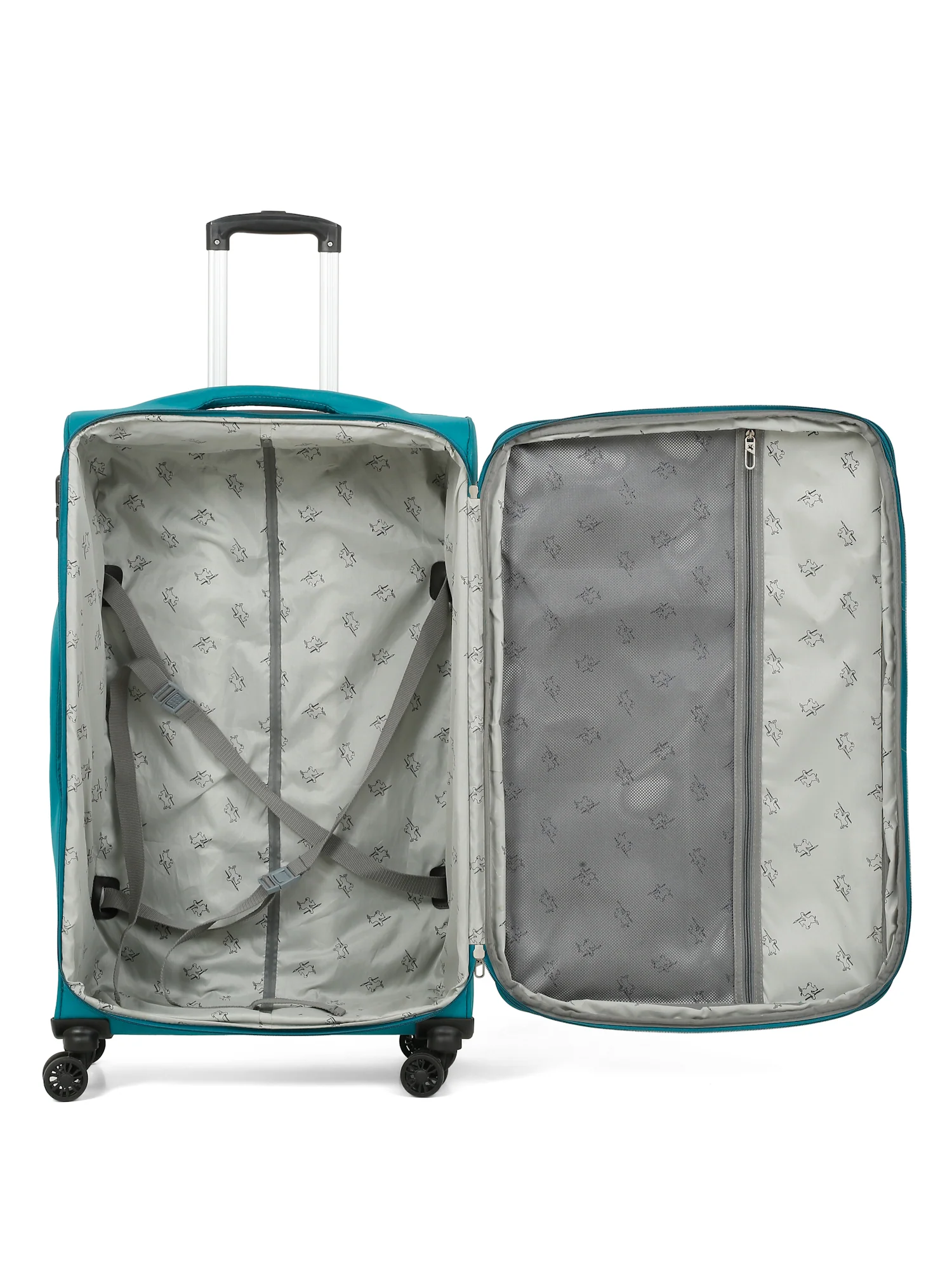 Unisex Teal Fashion Soft Luggage Trolley Bag - Image 6