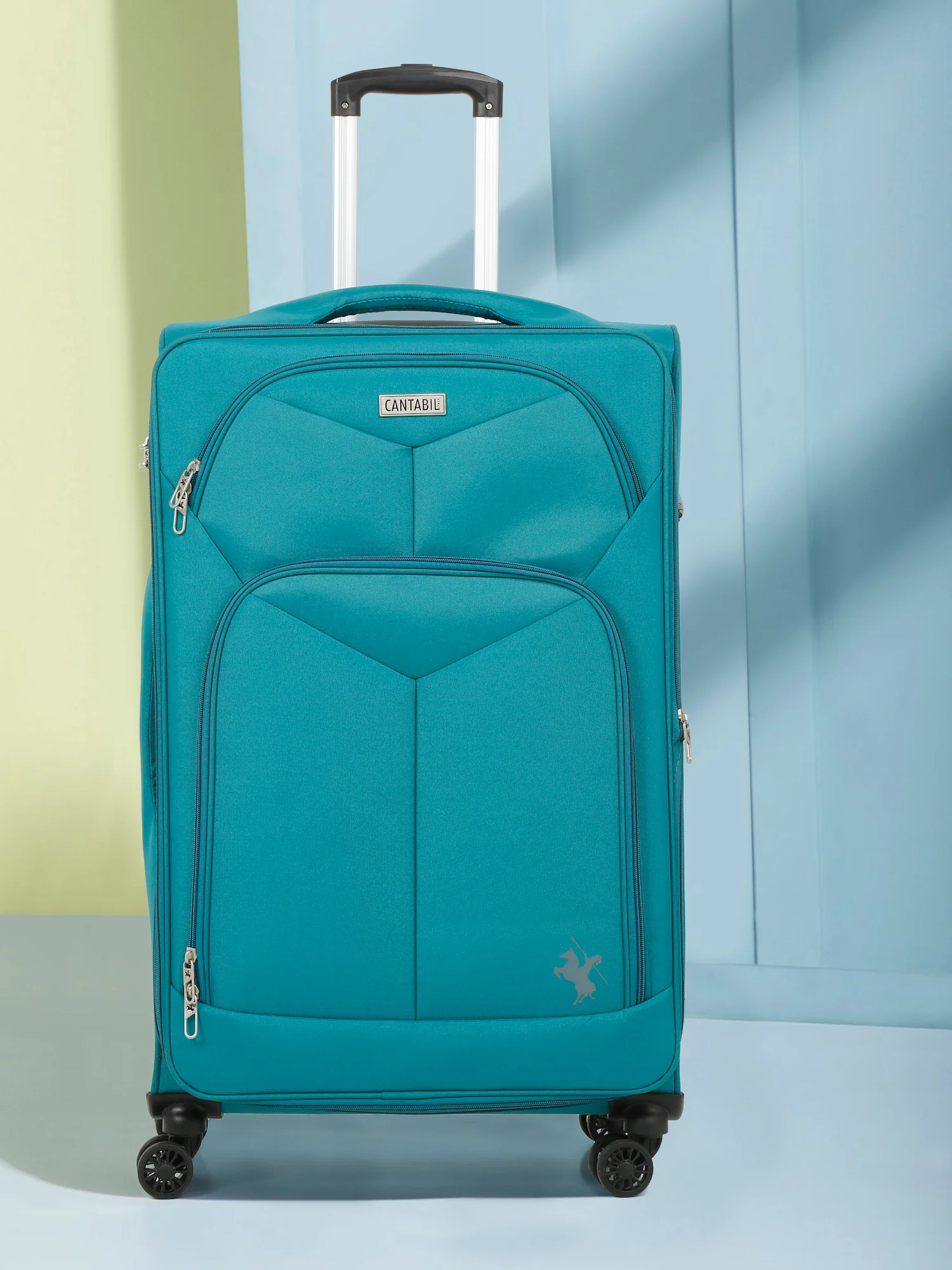 Unisex Teal Fashion Soft Luggage Trolley Bag - Image 7