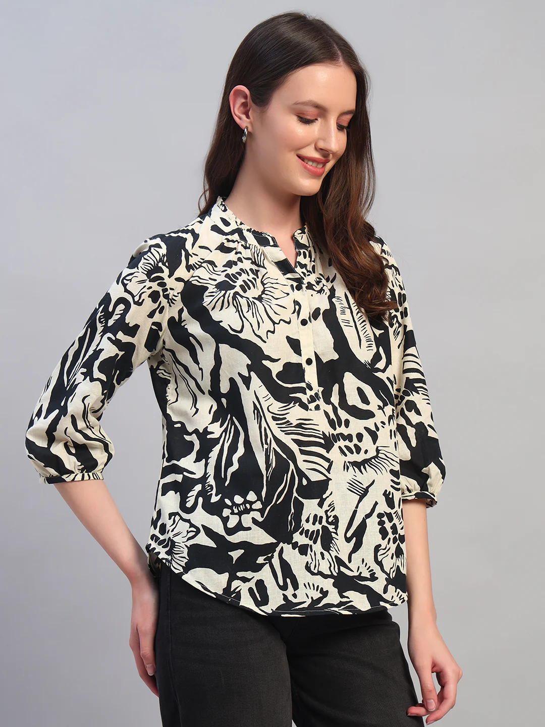 Tunic for Women | Breathable & Soft with Color Fastness Regular Fit Round Neck Cotton Linen Fabric Printed Pattern - Image 6