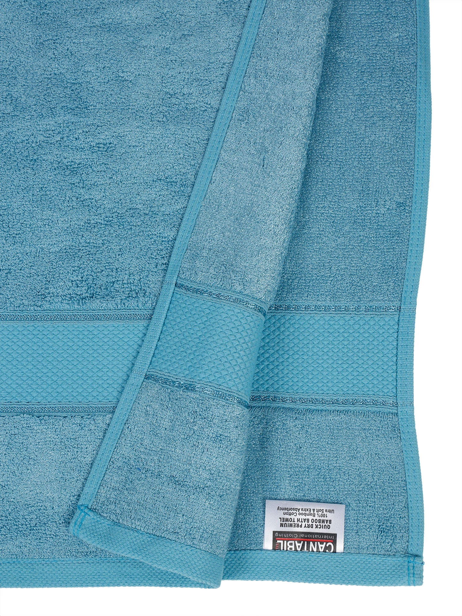 Unisex Turquoise Basic Terry Bath Towel - Image 3