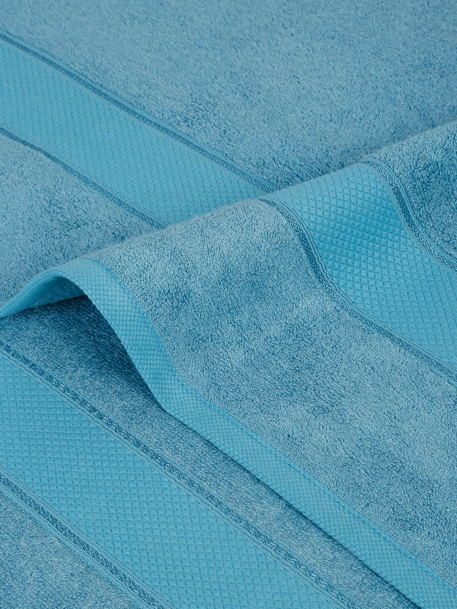 Unisex Turquoise Basic Terry Bath Towel - Image 4