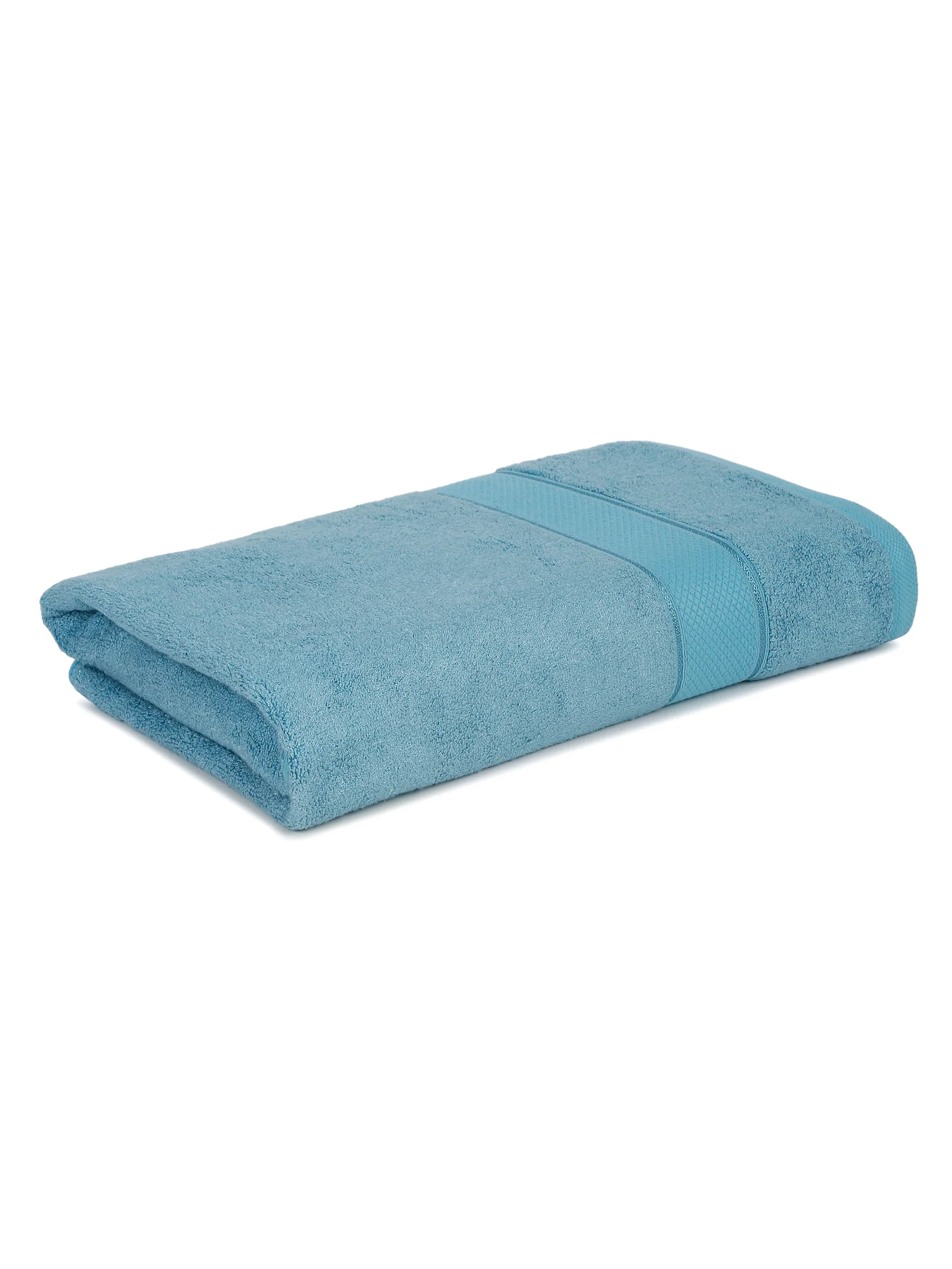 Unisex Turquoise Basic Terry Bath Towel - Image 7