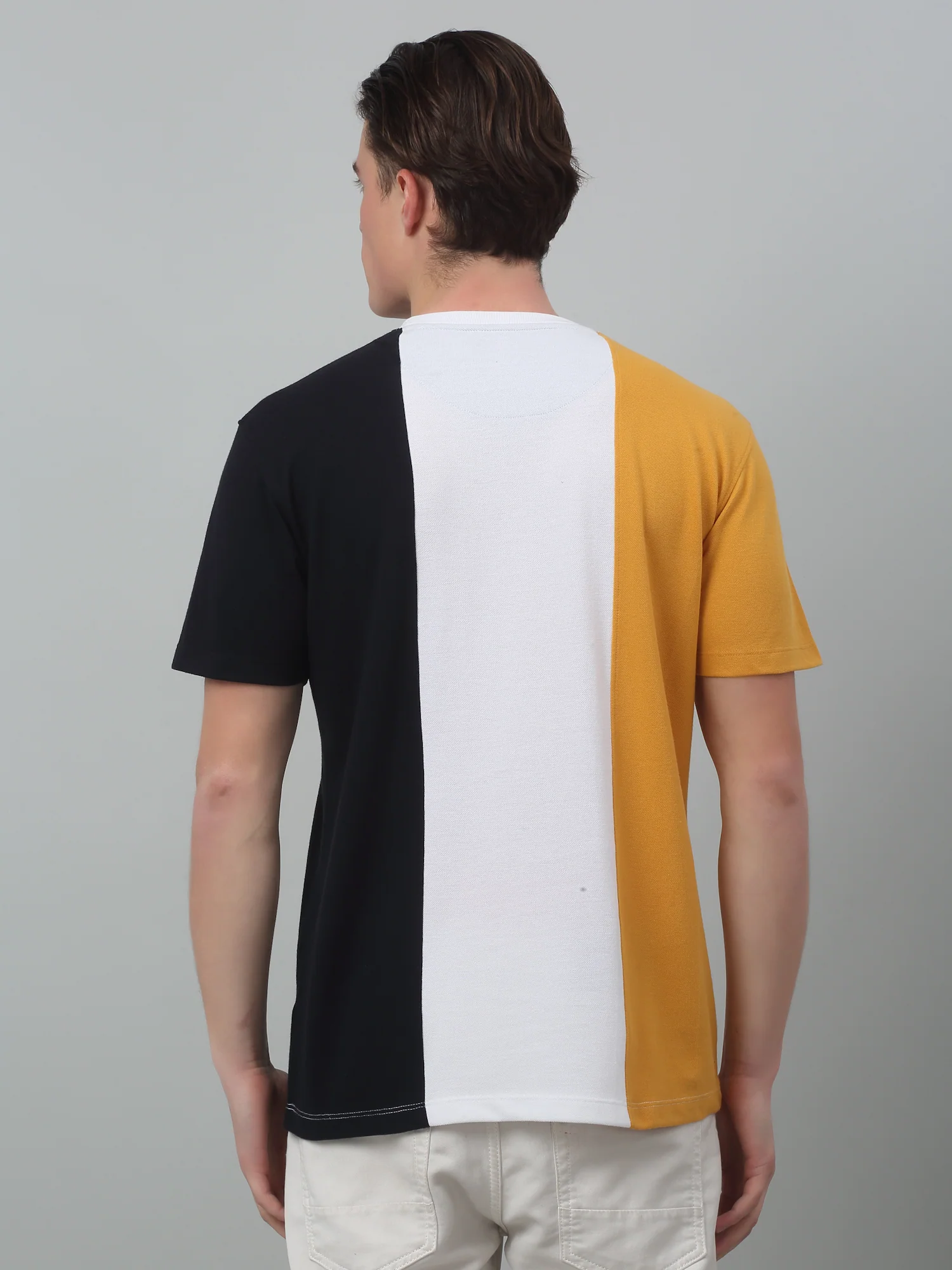 T-Shirt for Men | Breathable & Soft with Color Fastness Regular Fit Round Neck Poly Cotton Fabric Colour Block Pattern - Image 2