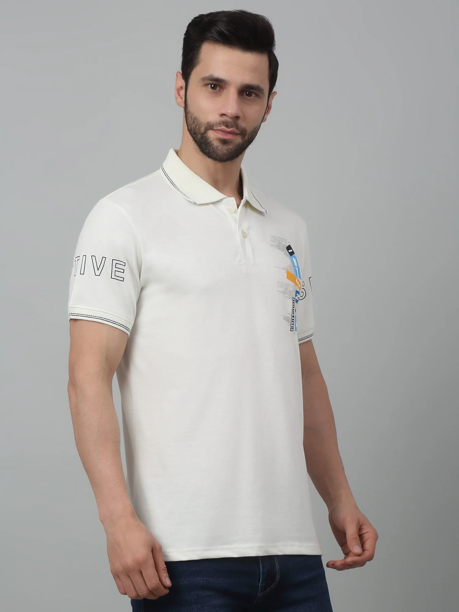 T-Shirt for Men | Breathable & Soft with Color Fastness Regular Fit Polo Neck Poly Cotton Fabric Solid Pattern - Image 3