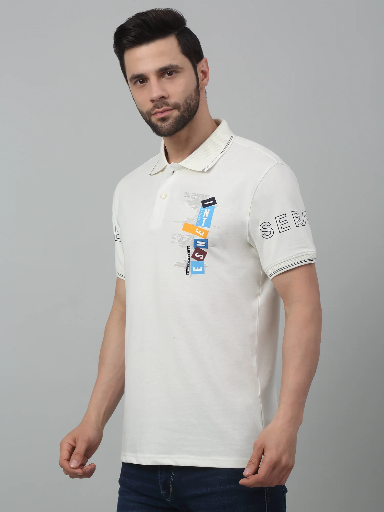 T-Shirt for Men | Breathable & Soft with Color Fastness Regular Fit Polo Neck Poly Cotton Fabric Solid Pattern - Image 4