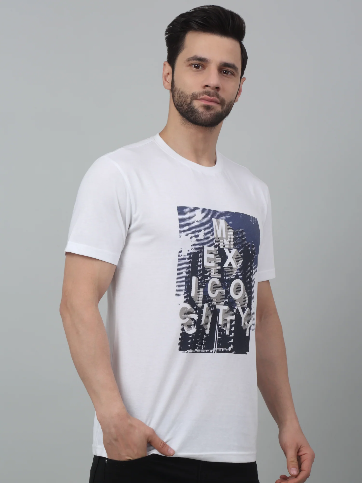 T-Shirt for Men | Breathable & Soft with Color Fastness Regular Fit Round Neck Poly Cotton Fabric Printed Pattern - Image 3