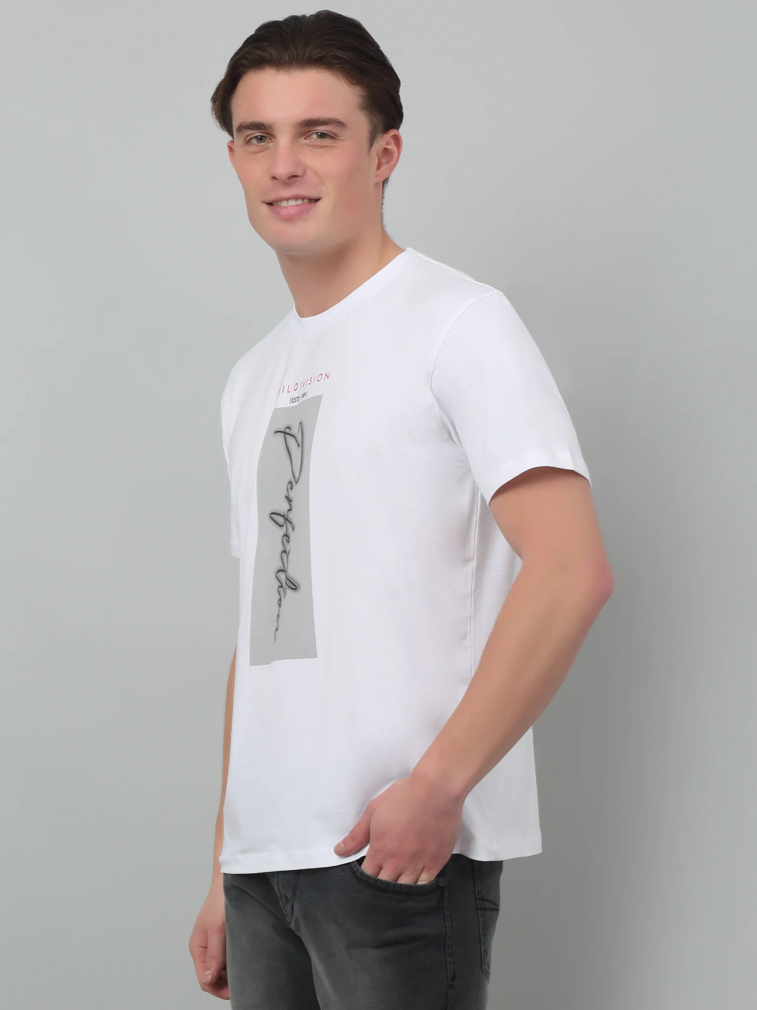 T-Shirt for Men | Breathable & Soft with Color Fastness Regular Fit Round Neck Cotton Blend Fabric Printed Pattern - Image 4