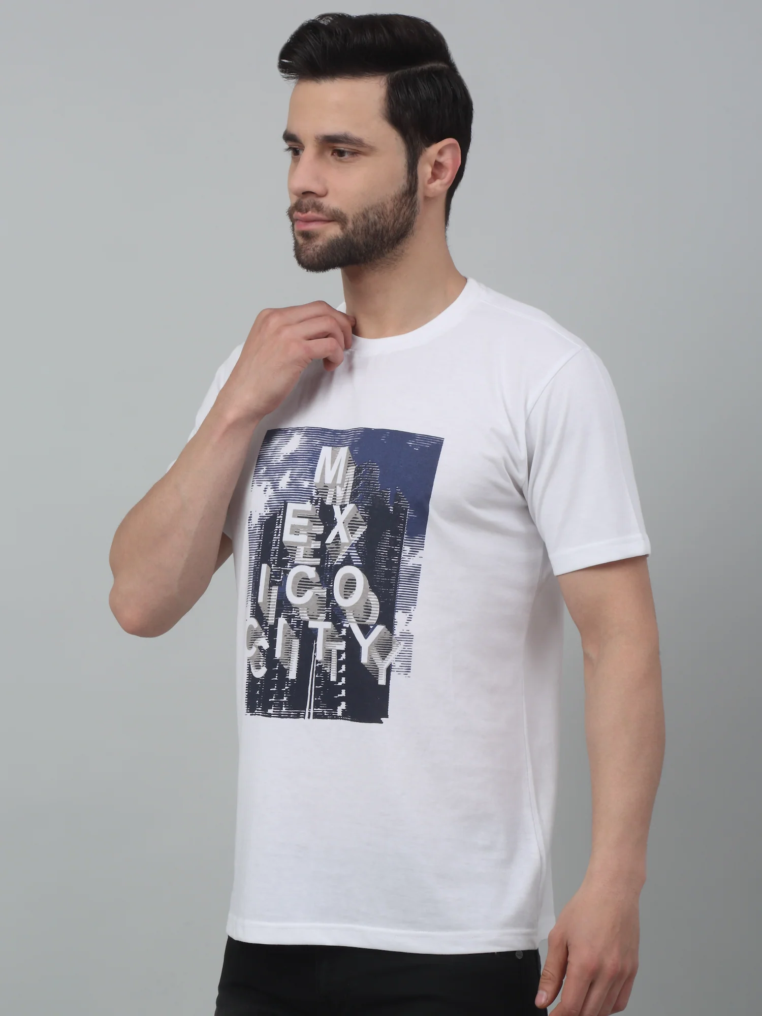 T-Shirt for Men | Breathable & Soft with Color Fastness Regular Fit Round Neck Poly Cotton Fabric Printed Pattern - Image 4