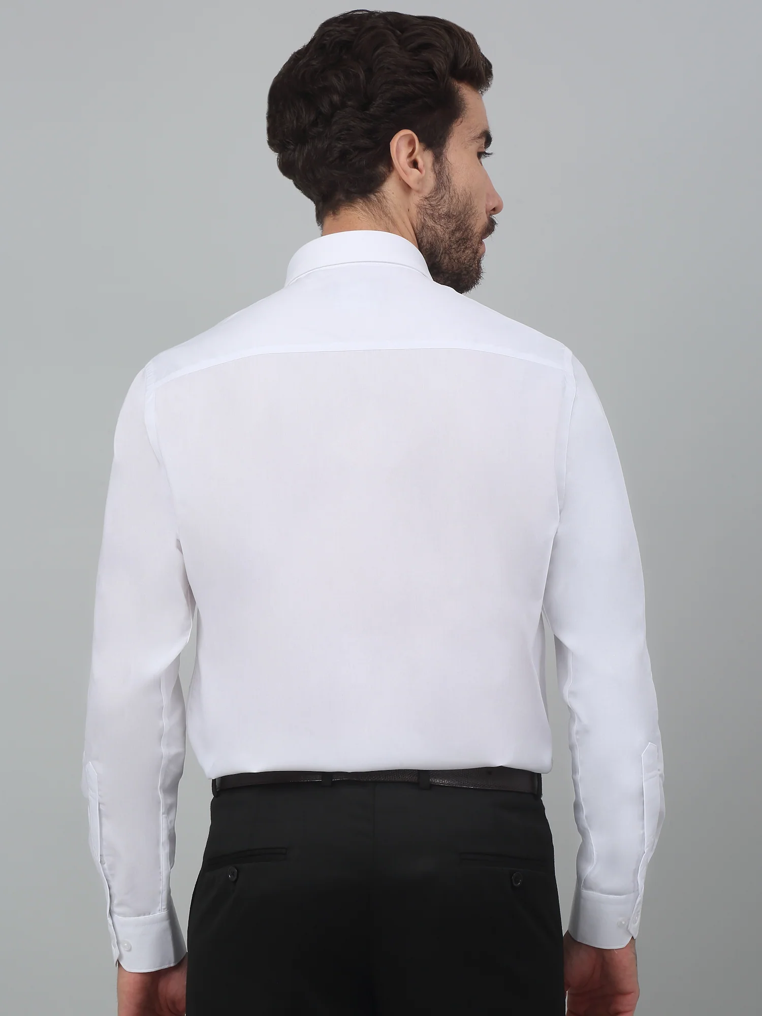 Men's White Formal Plain Full Sleeve Shirt - Image 2