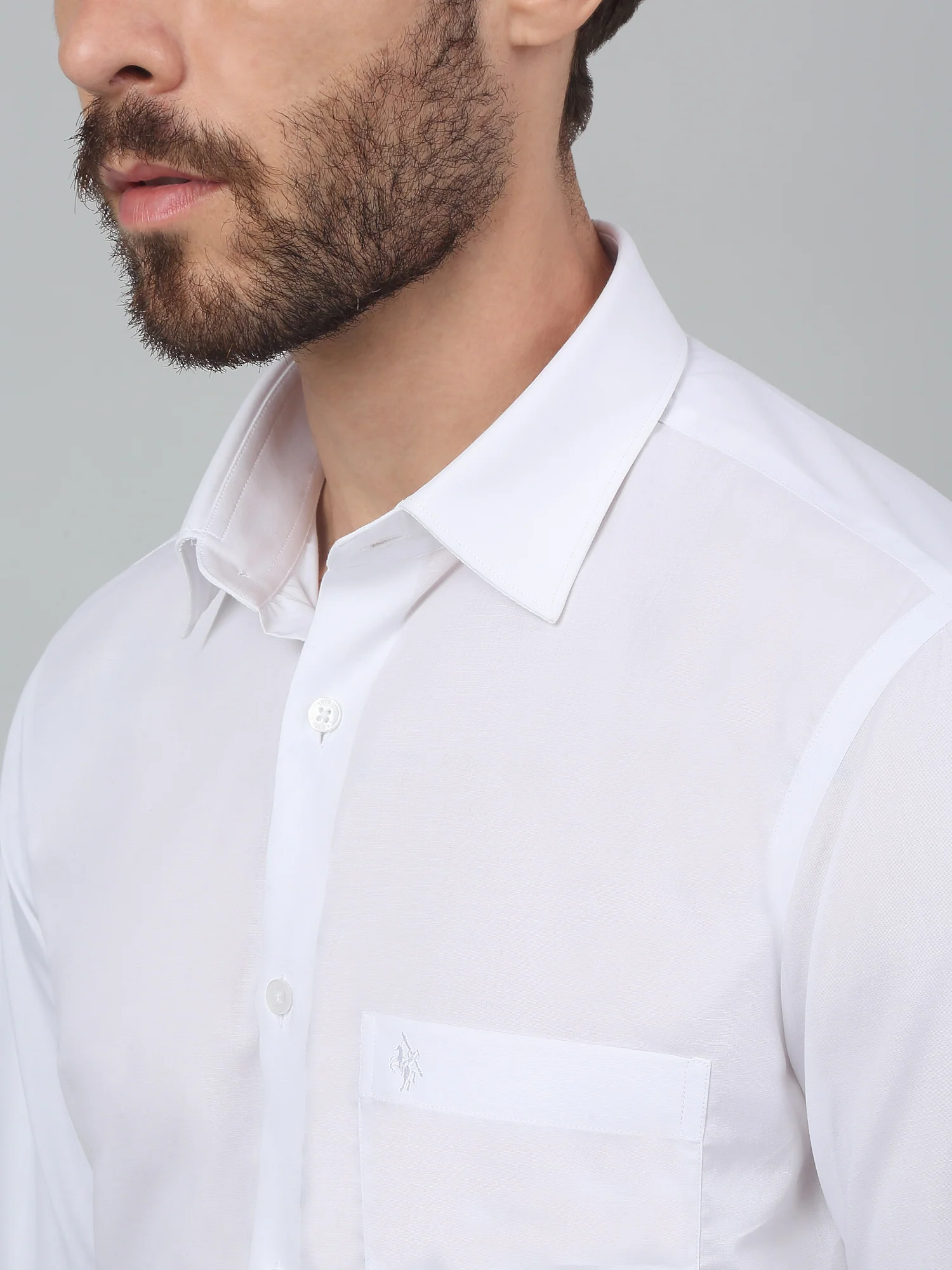 Men's White Formal Plain Full Sleeve Shirt - Image 4