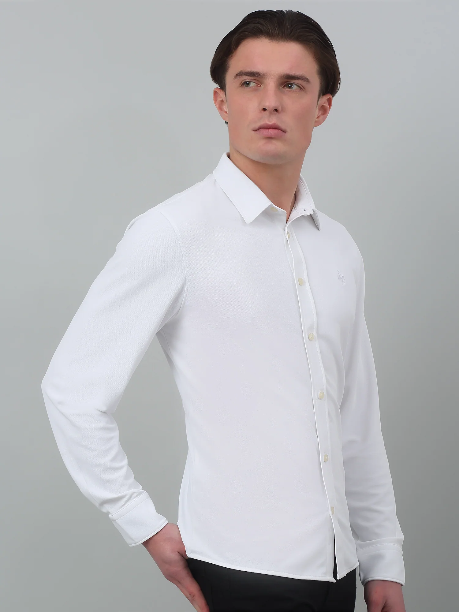 Casual Shirt for Men | Breathable & Soft with Color Fastness Regular Fit Spread Collar Neck Poyester Fabric Solid Pattern - Image 2