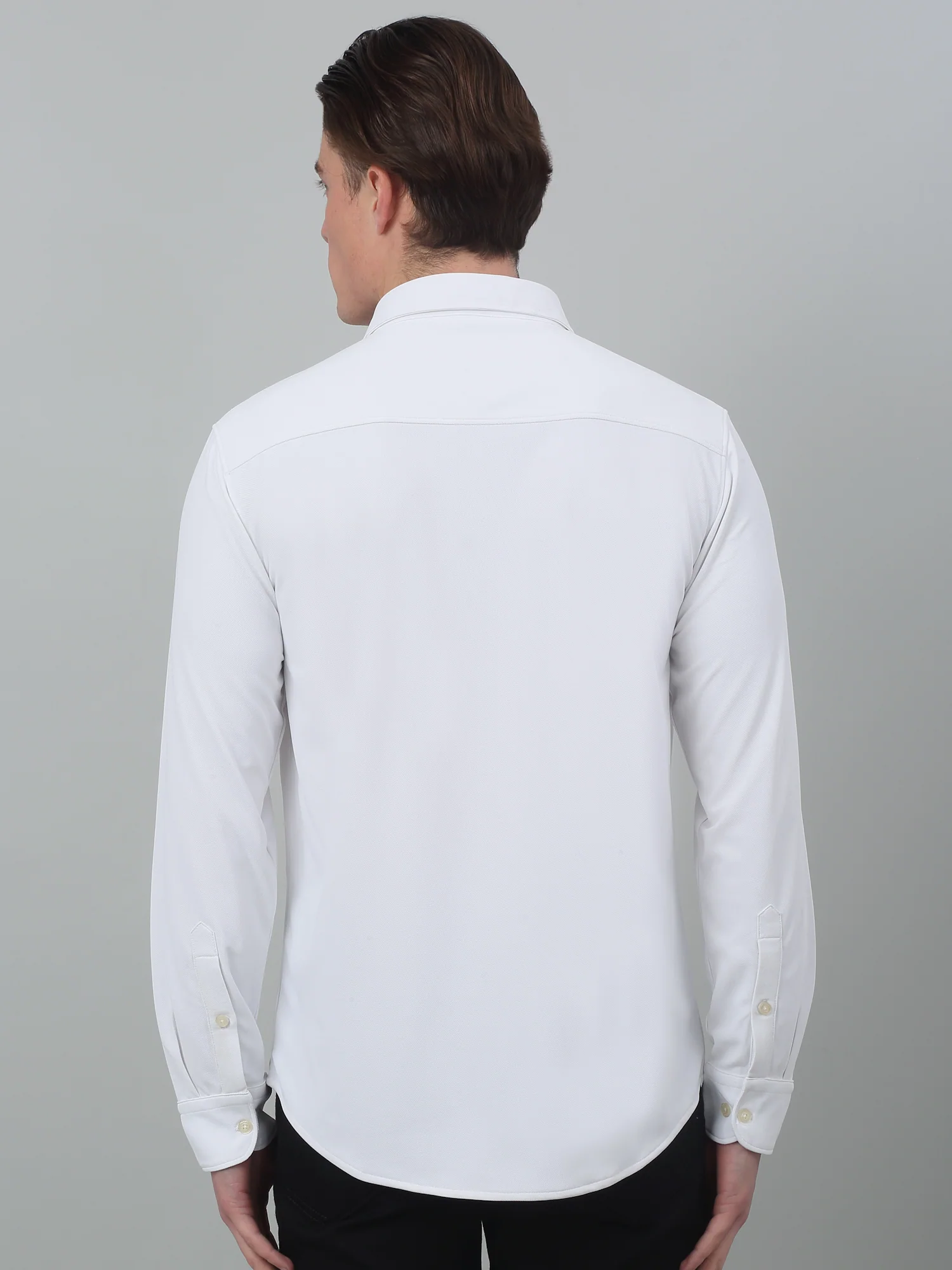 Casual Shirt for Men | Breathable & Soft with Color Fastness Regular Fit Spread Collar Neck Poyester Fabric Solid Pattern - Image 4