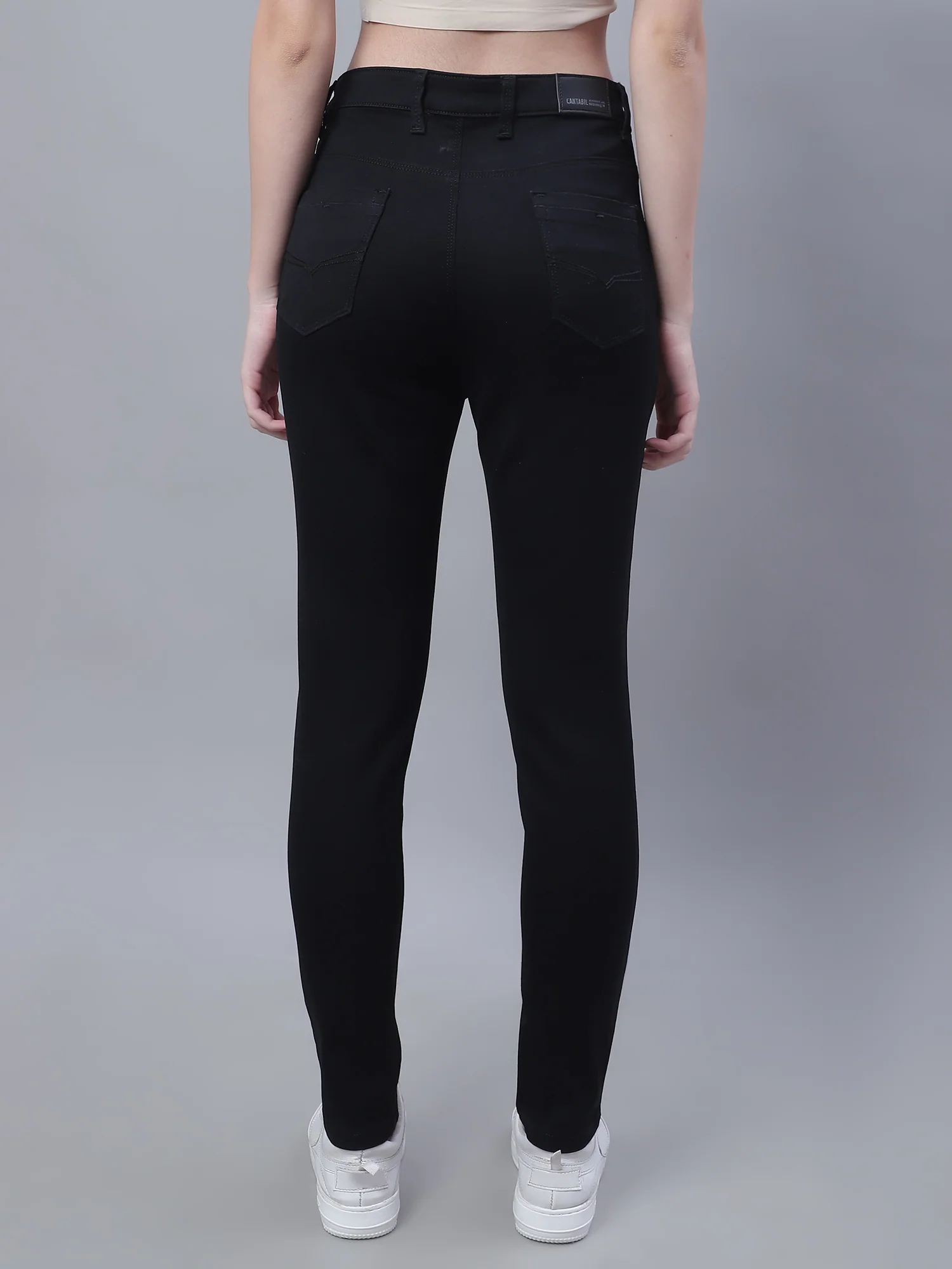 Women's Casual Skinny Fit Black No Fade Mid rise Jeans - Image 2