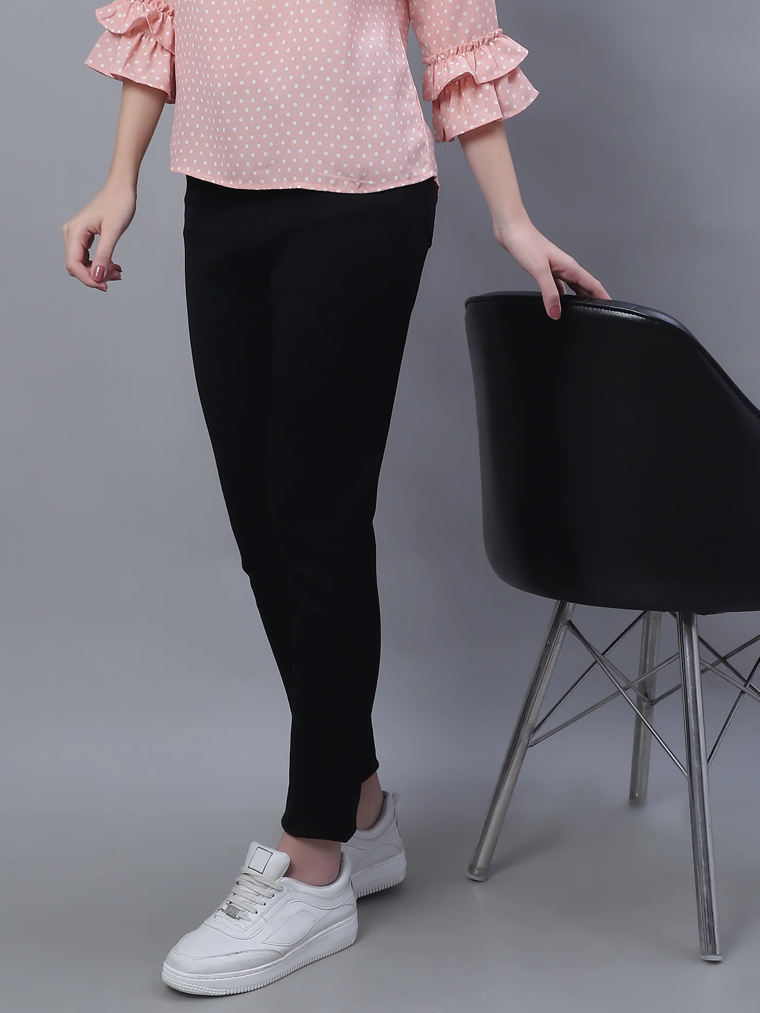 Women's Casual Skinny Fit Black No Fade Mid rise Jeans - Image 6