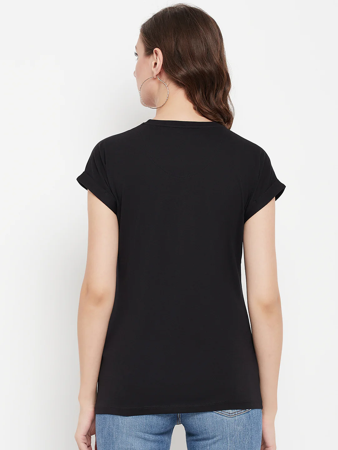 Women's Casual Extended Sleeve Black Round neck Graphic print T-Shirt - Image 5