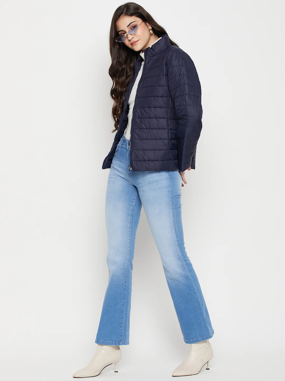 Women's Casual  Navy Blue Quilted  Jacket - Image 2