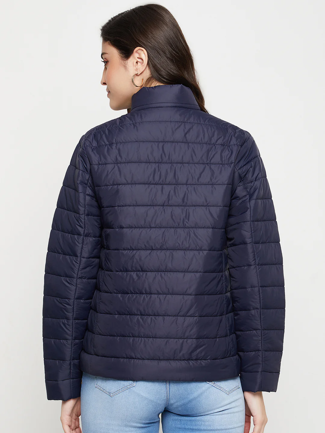 Women's Casual  Navy Blue Quilted  Jacket - Image 5