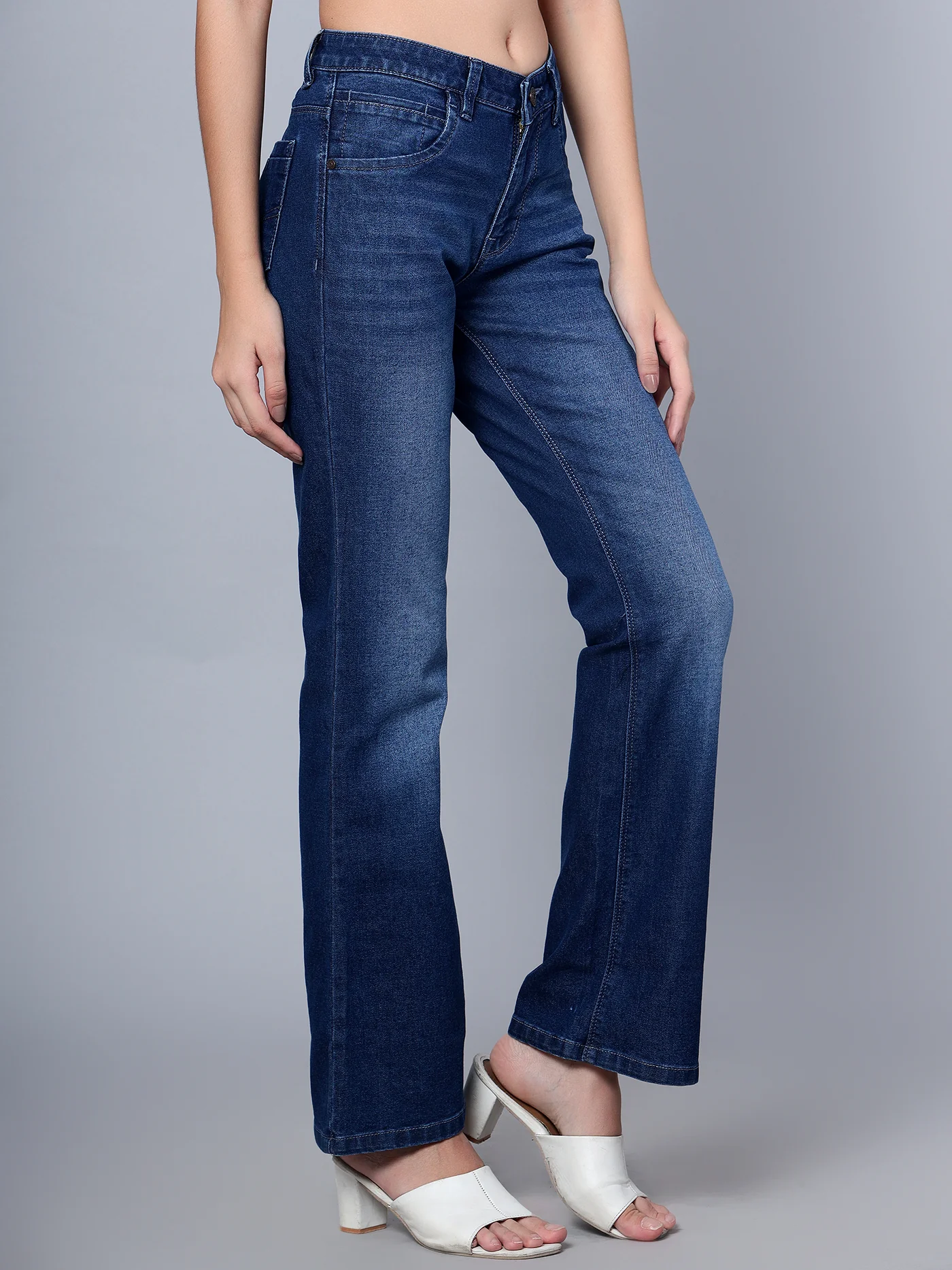 Women's Casual Slim Fit Dark Mercerised Blue Medium Fade Mid rise Jeans - Image 3